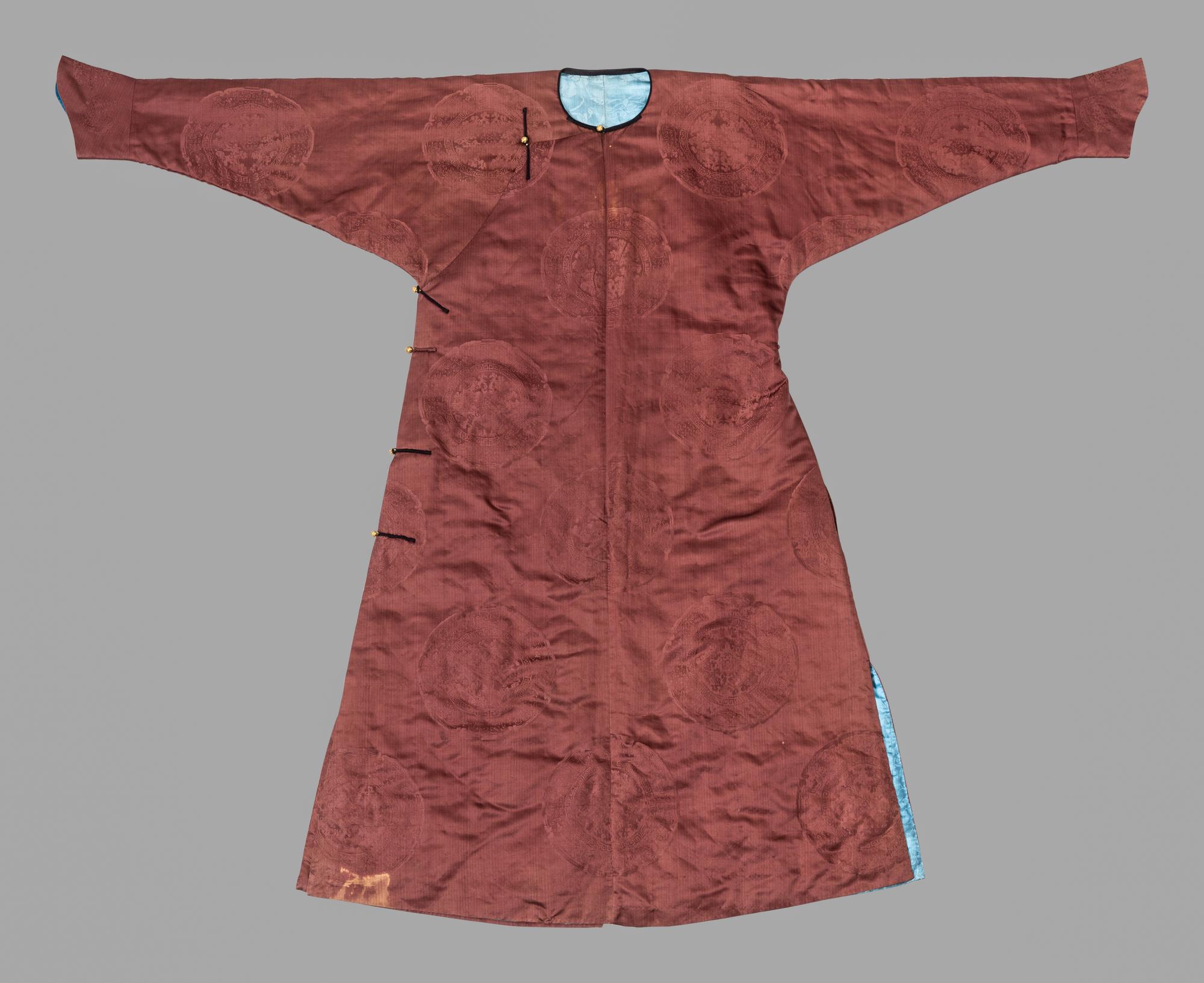 A Brown Ground Woven Silk Informal Robe