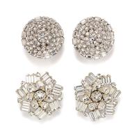 Two Pair of Rhinestone Earclips,