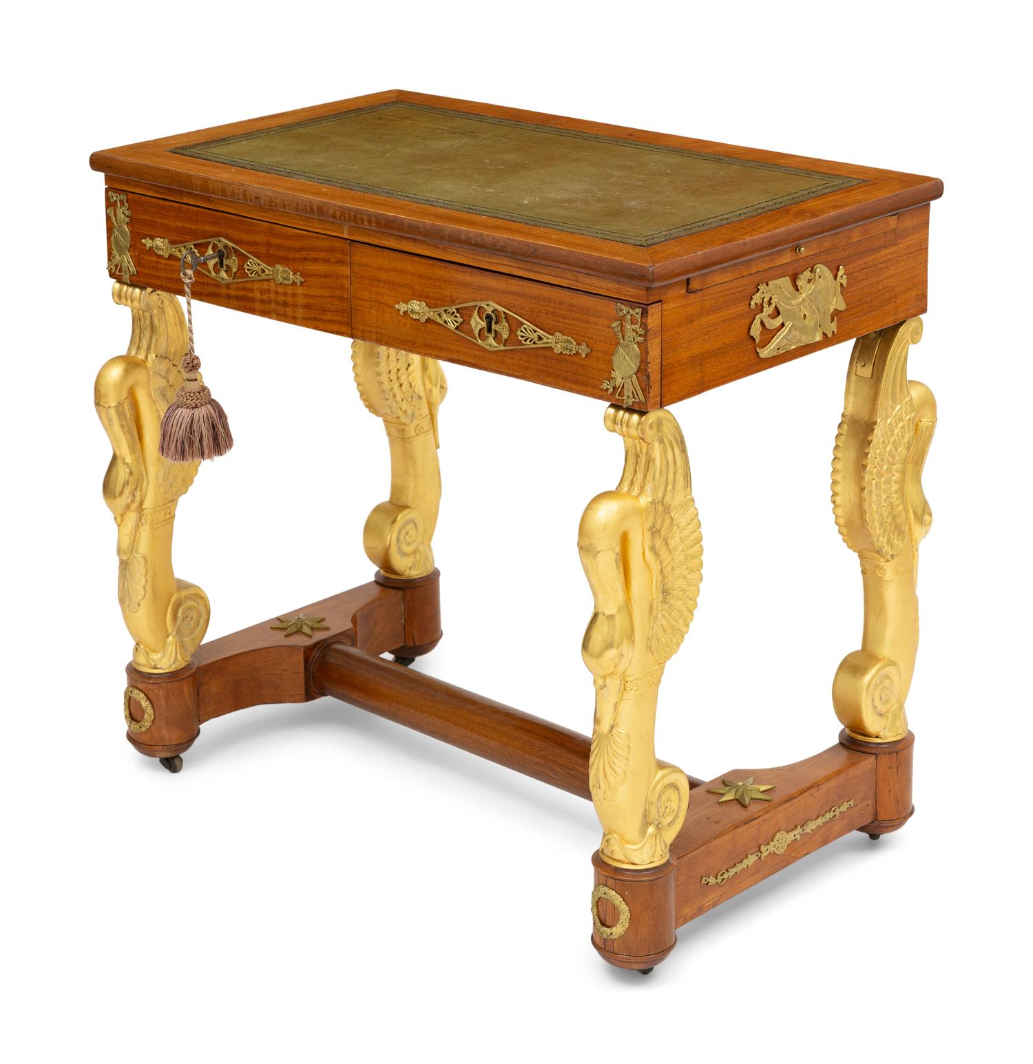 An Empire Parcel-Gilt Mahogany Writing Table