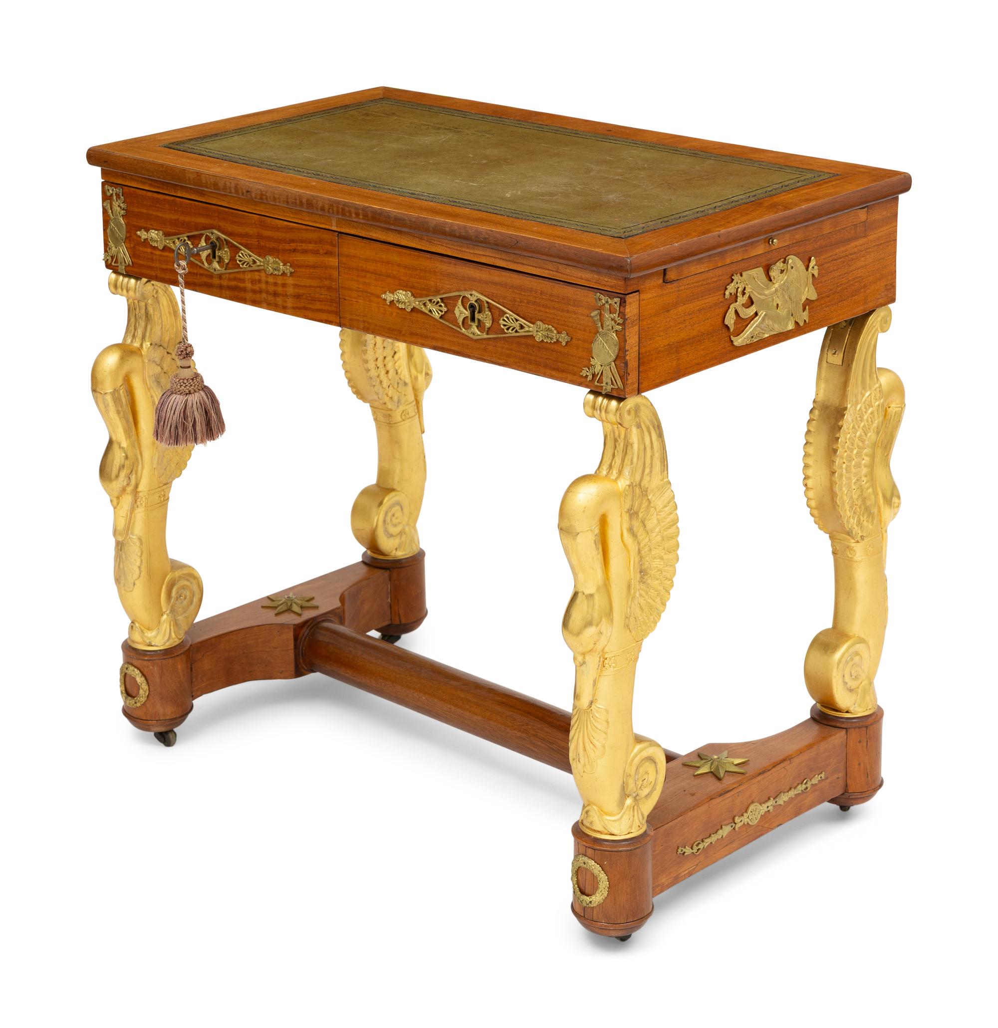 An Empire Parcel-Gilt Mahogany Writing Table