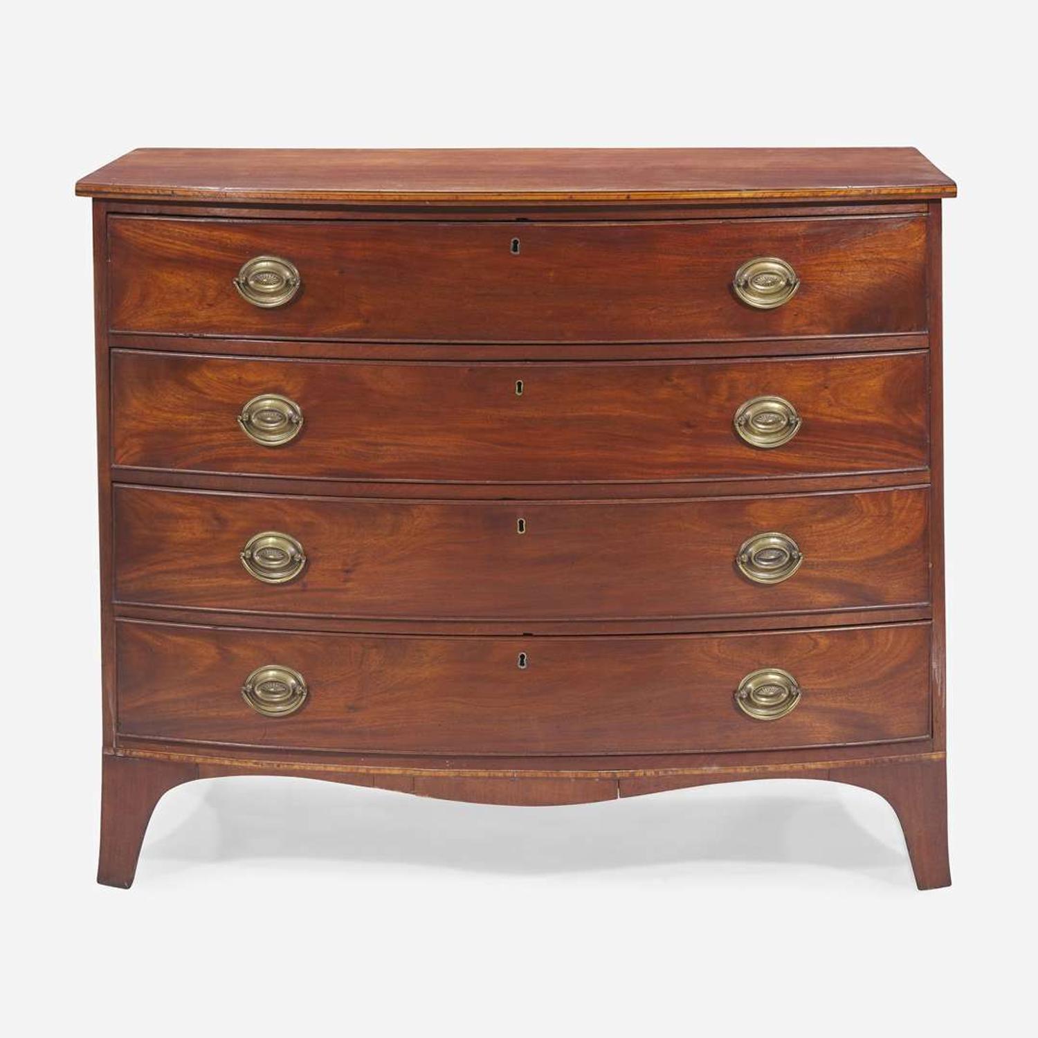 A Federal inlaid mahogany bowfront chest of drawers circa 1800