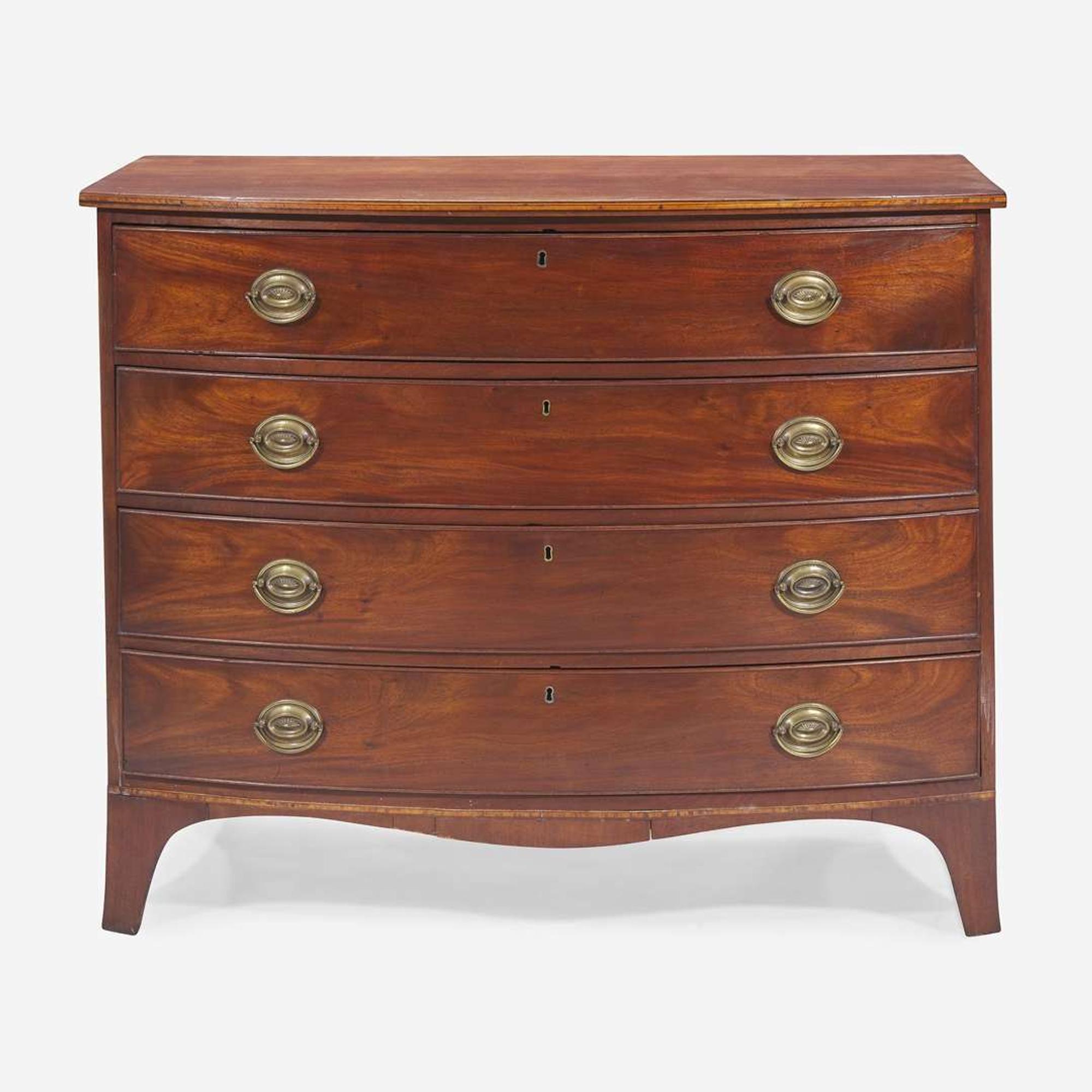 A Federal inlaid mahogany bowfront chest of drawers circa 1800