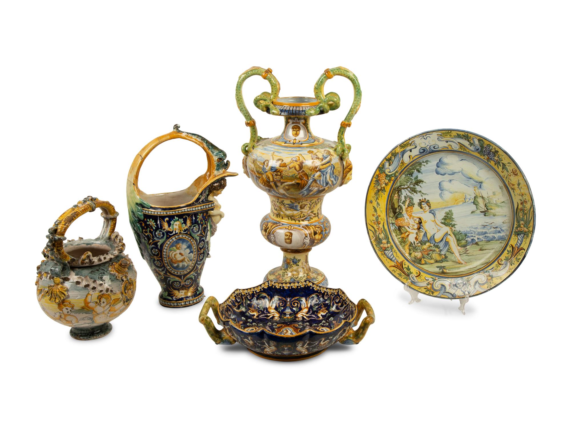 Five Italian Majolica Items — 20TH CENTURY