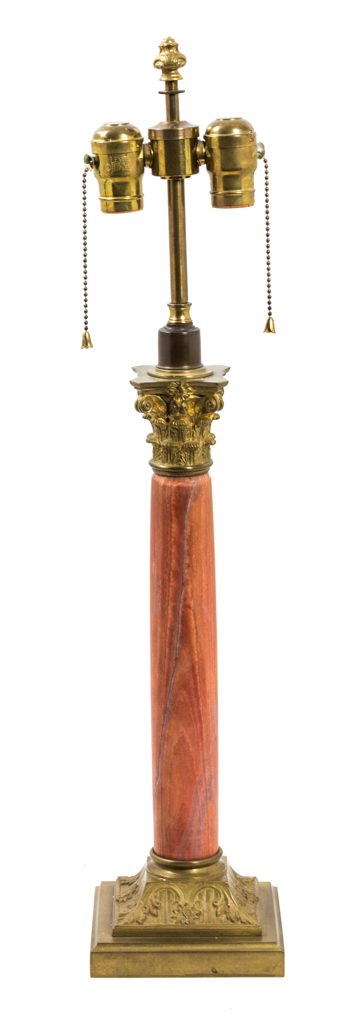 A Neoclassical Style Gilt Metal Mounted Table Lamp Height overall 24 inches. — 20TH CENTURY