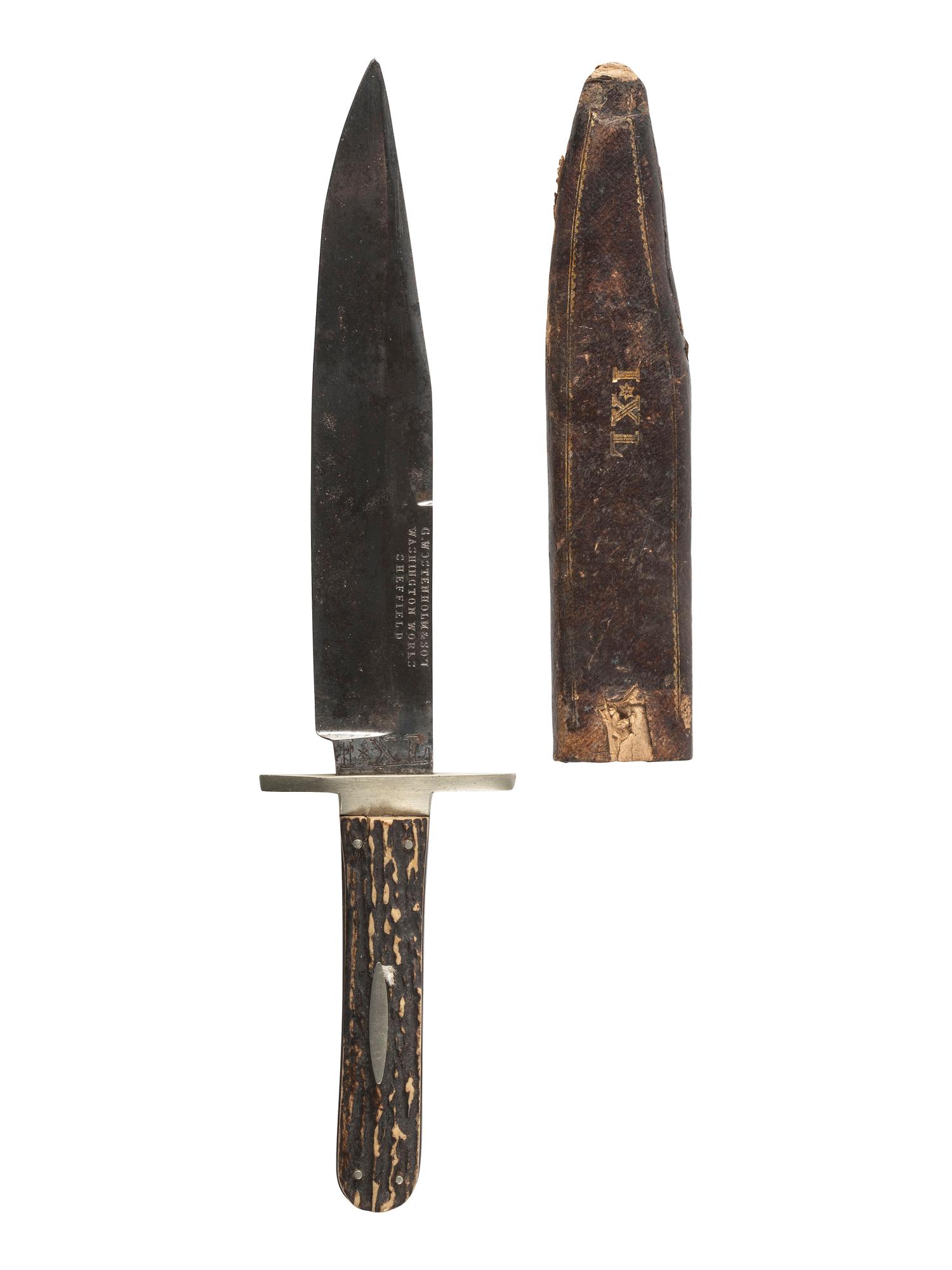 [CIVIL WAR]. Wostenholm & Sons “IXL” Washington Works Bowie knife and sheath.