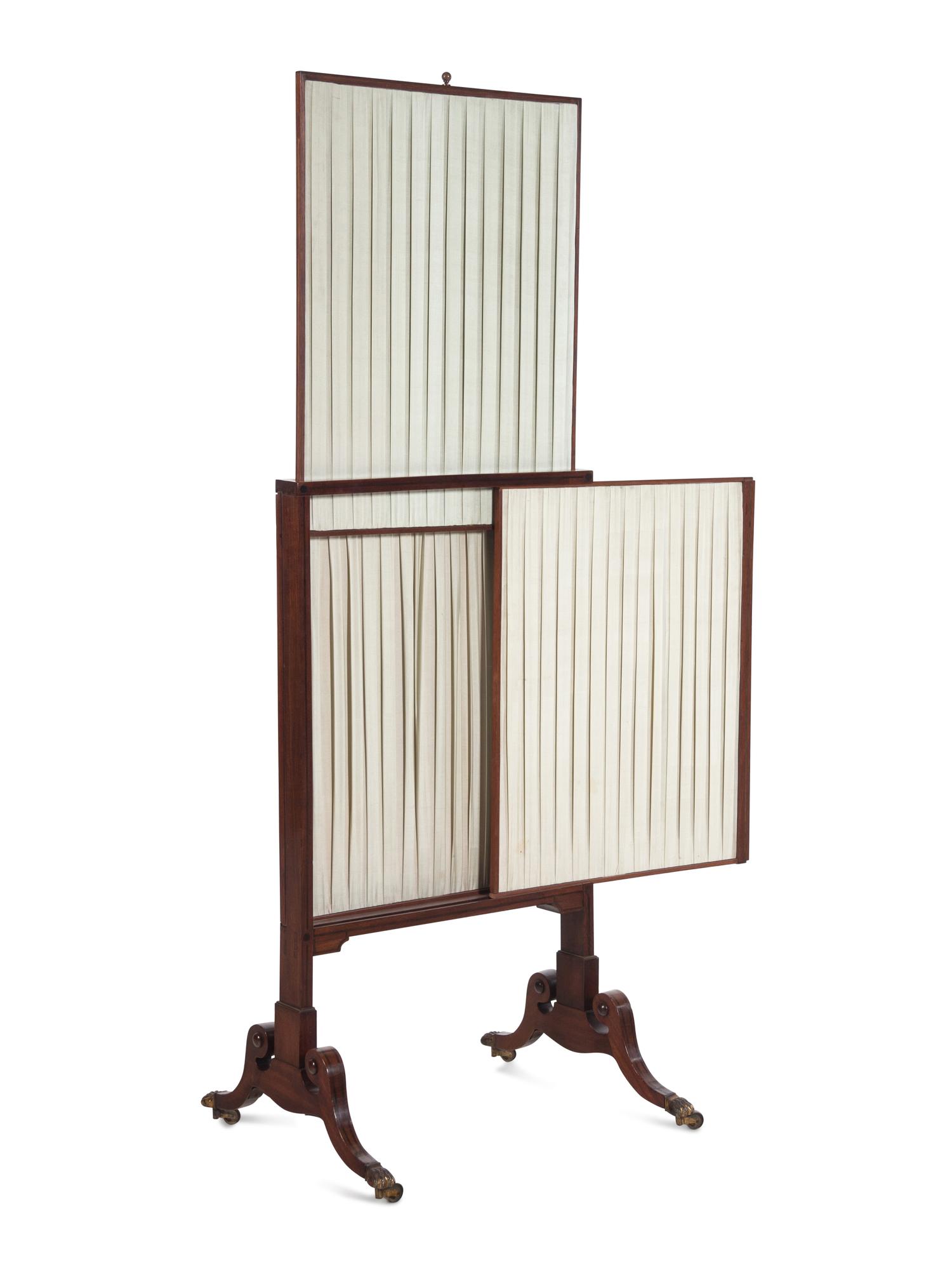 A Late Regency Mahogany Three-Slide Expanding Fire Screen