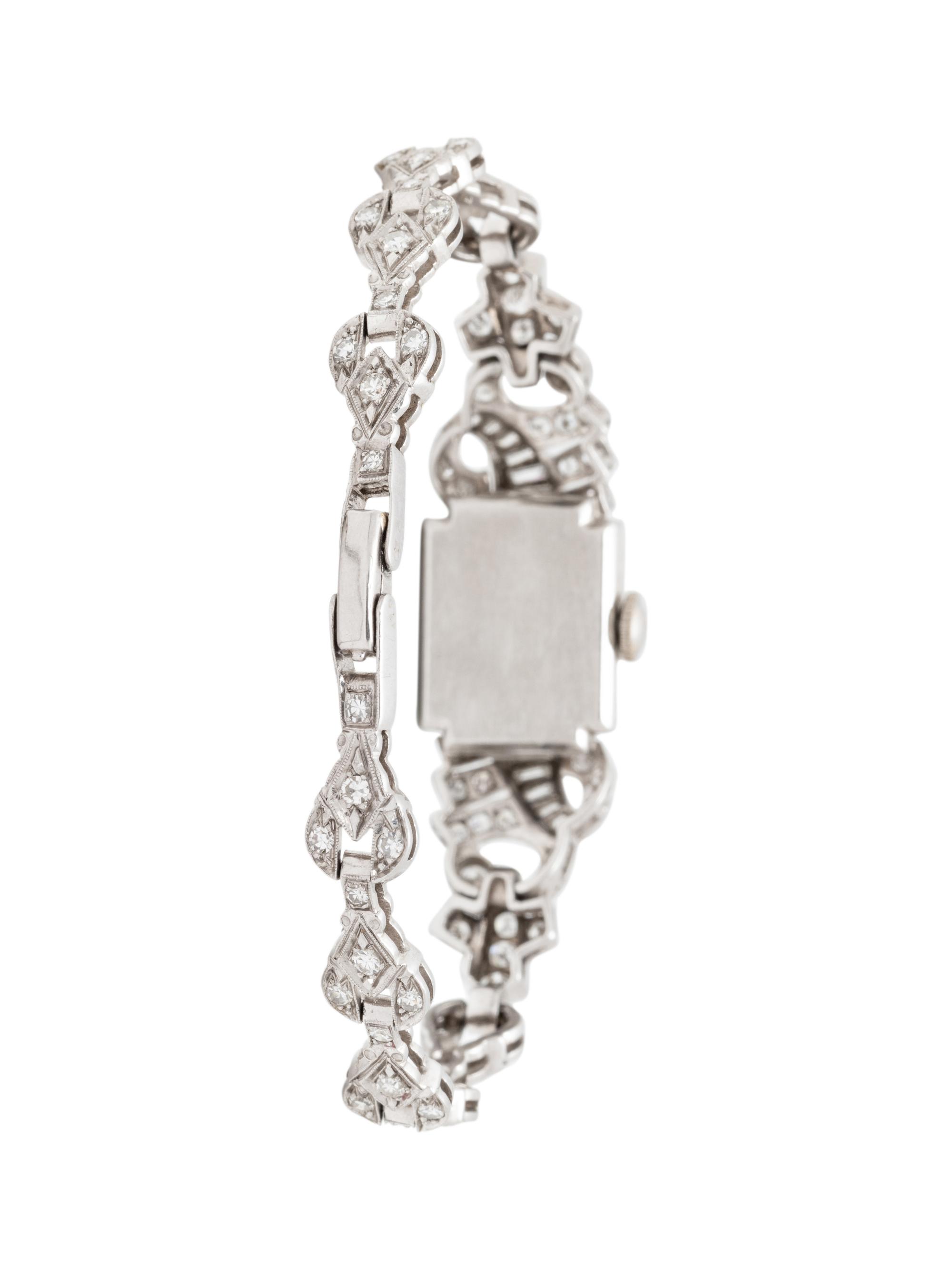 HAMILTON, PLATINUM AND DIAMOND WATCH