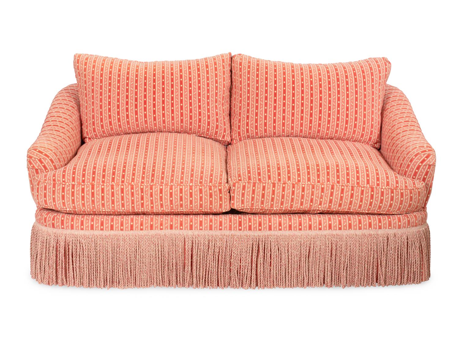 A Custom Two-Cushion Sofa with Bullion Fringe