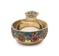A Russian Silver-Gilt and Enamel Charka