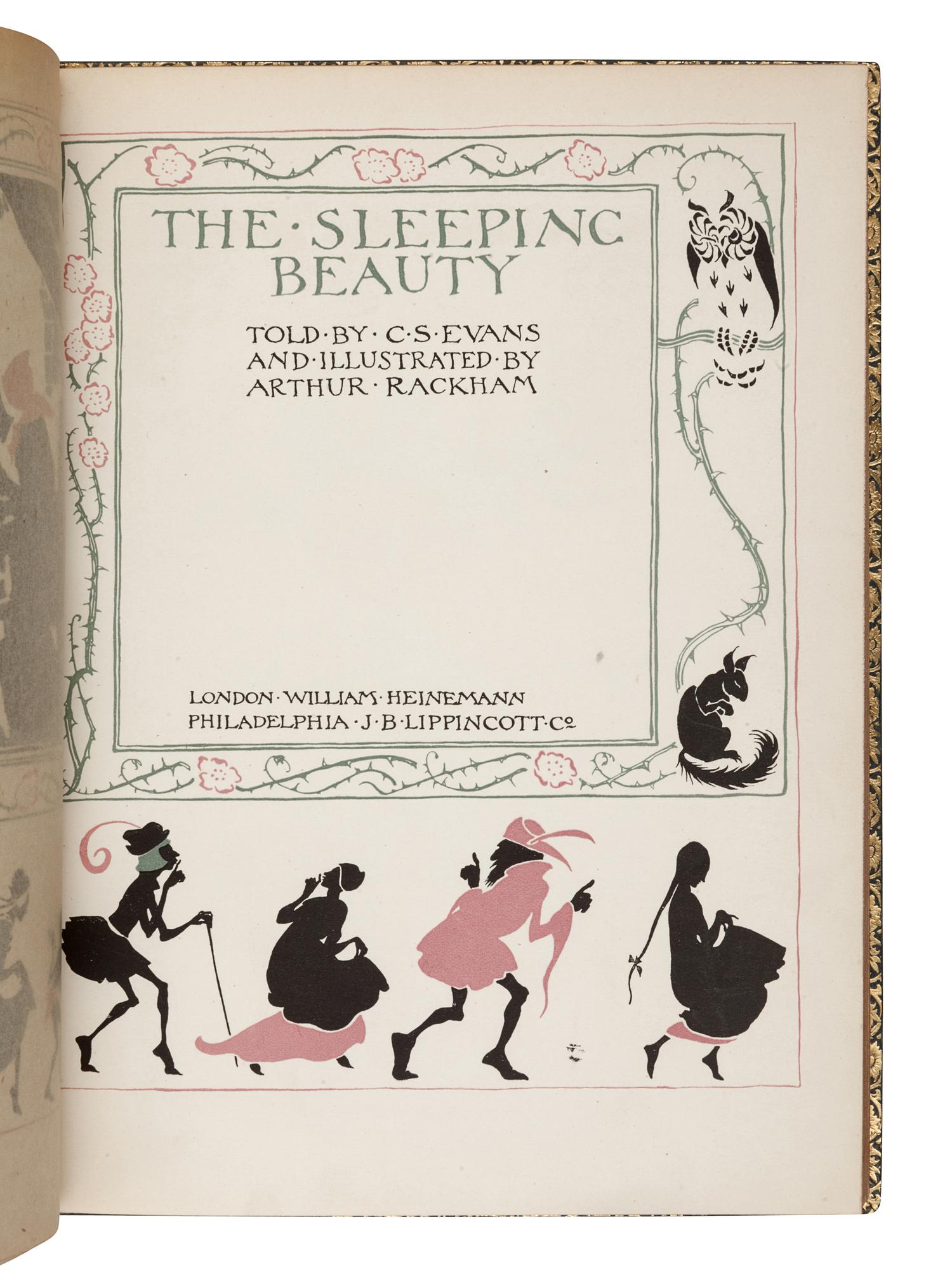 [ILLUSTRATED BOOKS]. RACKHAM, Arthur (1867-1939), illustrator. -- EVANS, Charles Seddon (1883-1944). The Sleeping Beauty. London and Philadelphia: William Heinemann and J. P. Lippincott Co., 1920.