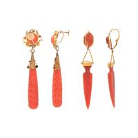 ANTIQUE, COLLECTION OF CORAL EARRINGS