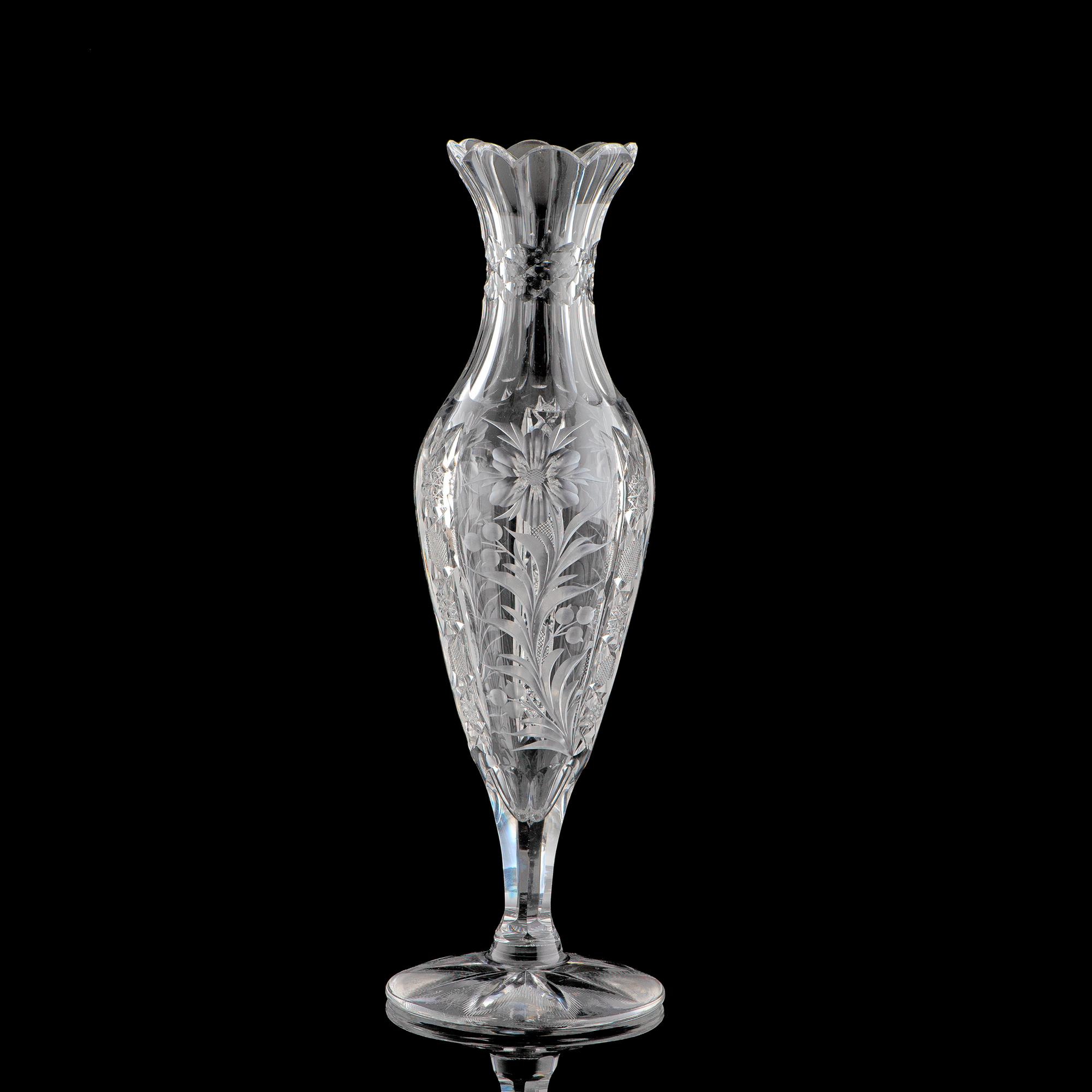A Tuthill Brilliant and Intaglio-Cut Baluster Vase with a Star-Cut Foot