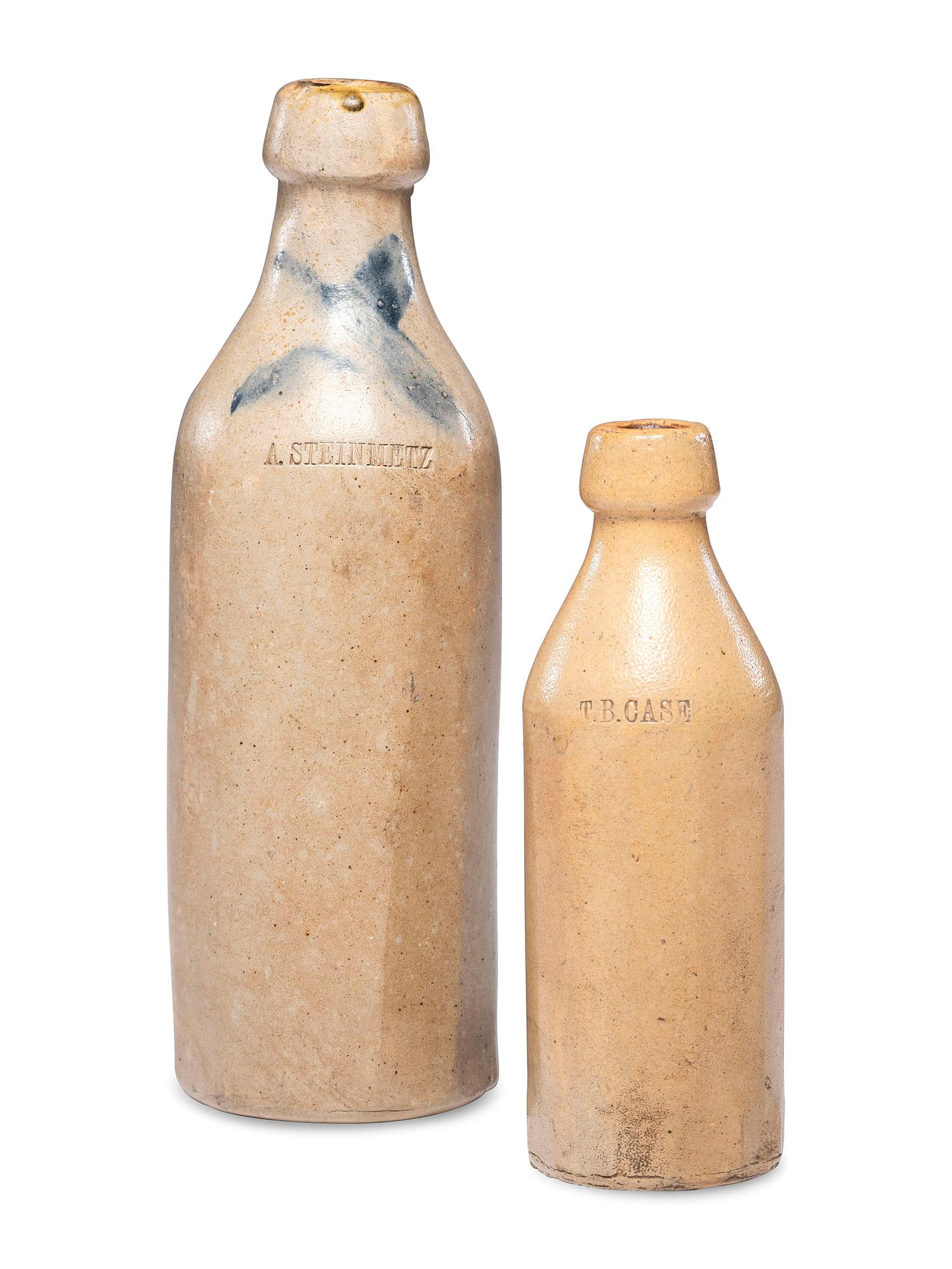 Two Stoneware Beer Bottles