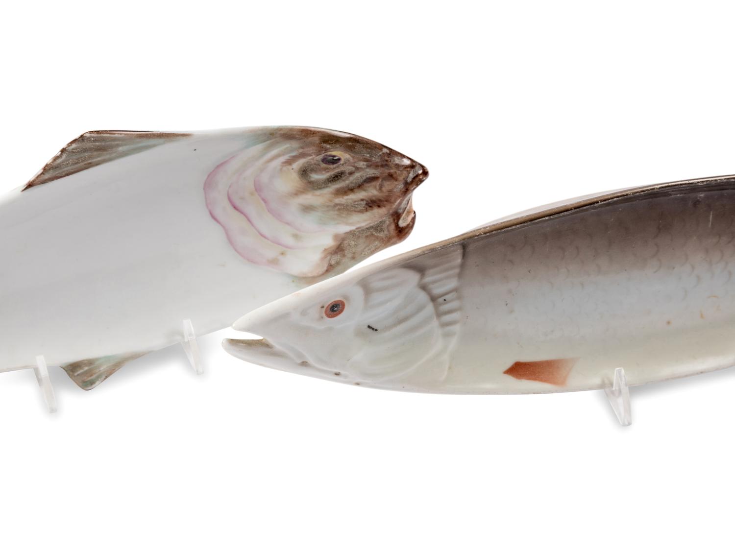 Two Porcelain Fish-Form Serving Dishes