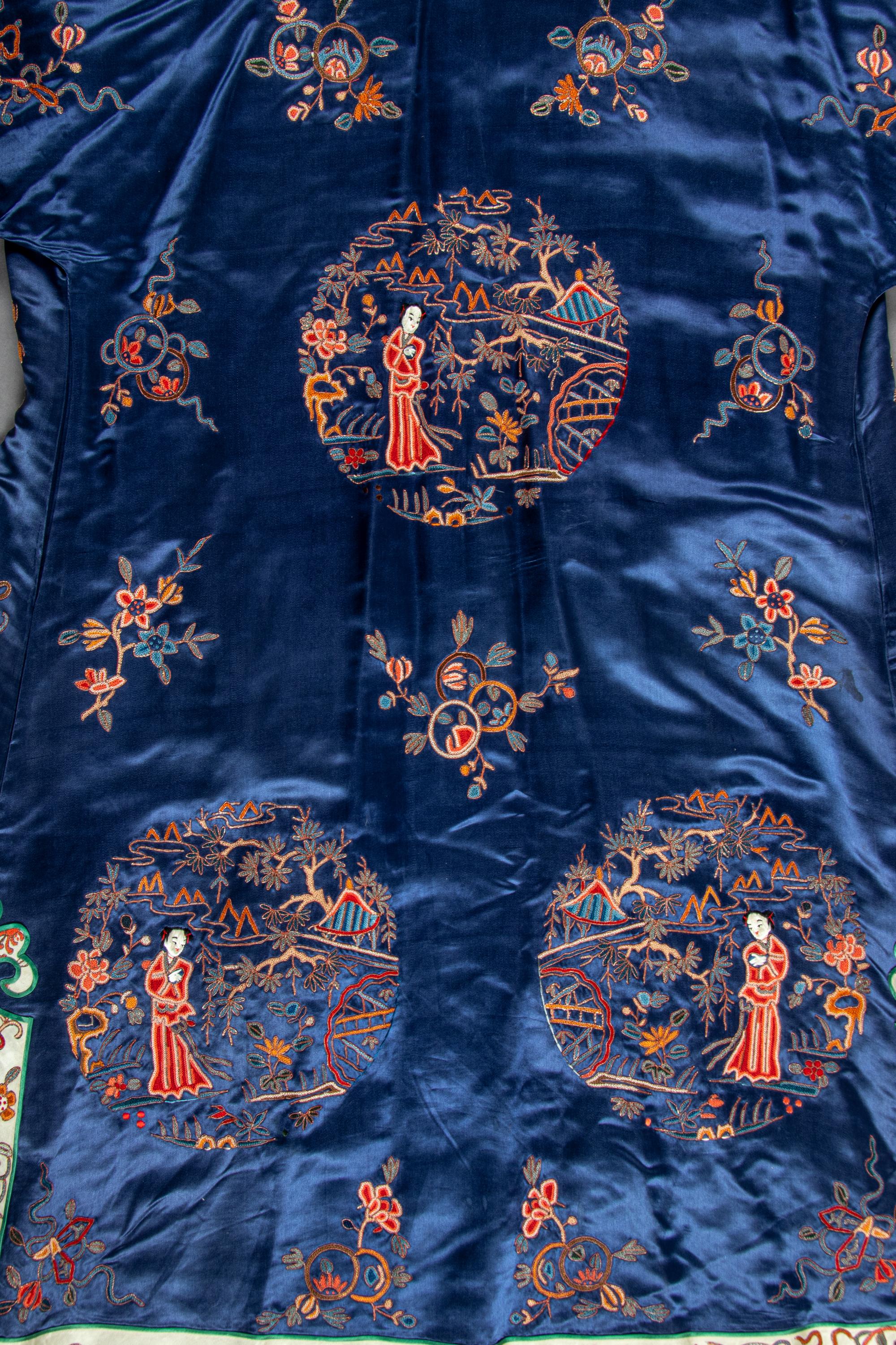 Two Chinese Embroidered Silk Lady's Robes