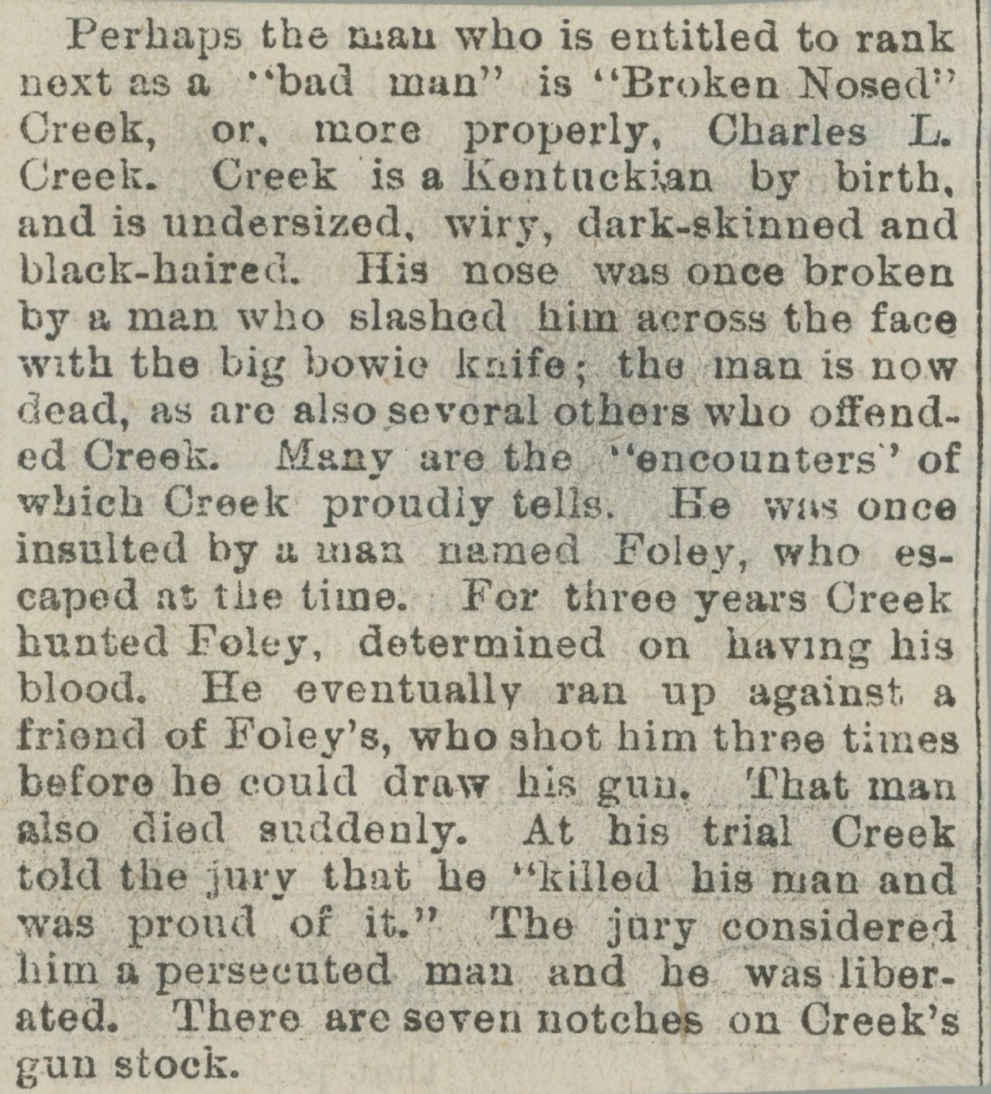 [Daguerreotype] Broken Nose Charley Creek -- A Bad Man