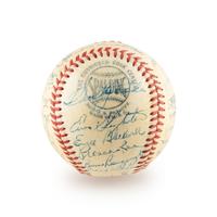 A 1954 Brooklyn Dodgers Team Signed Autograph Baseball Including Jackie Robinson and Roy Campanella (Beckett Authentication Services)