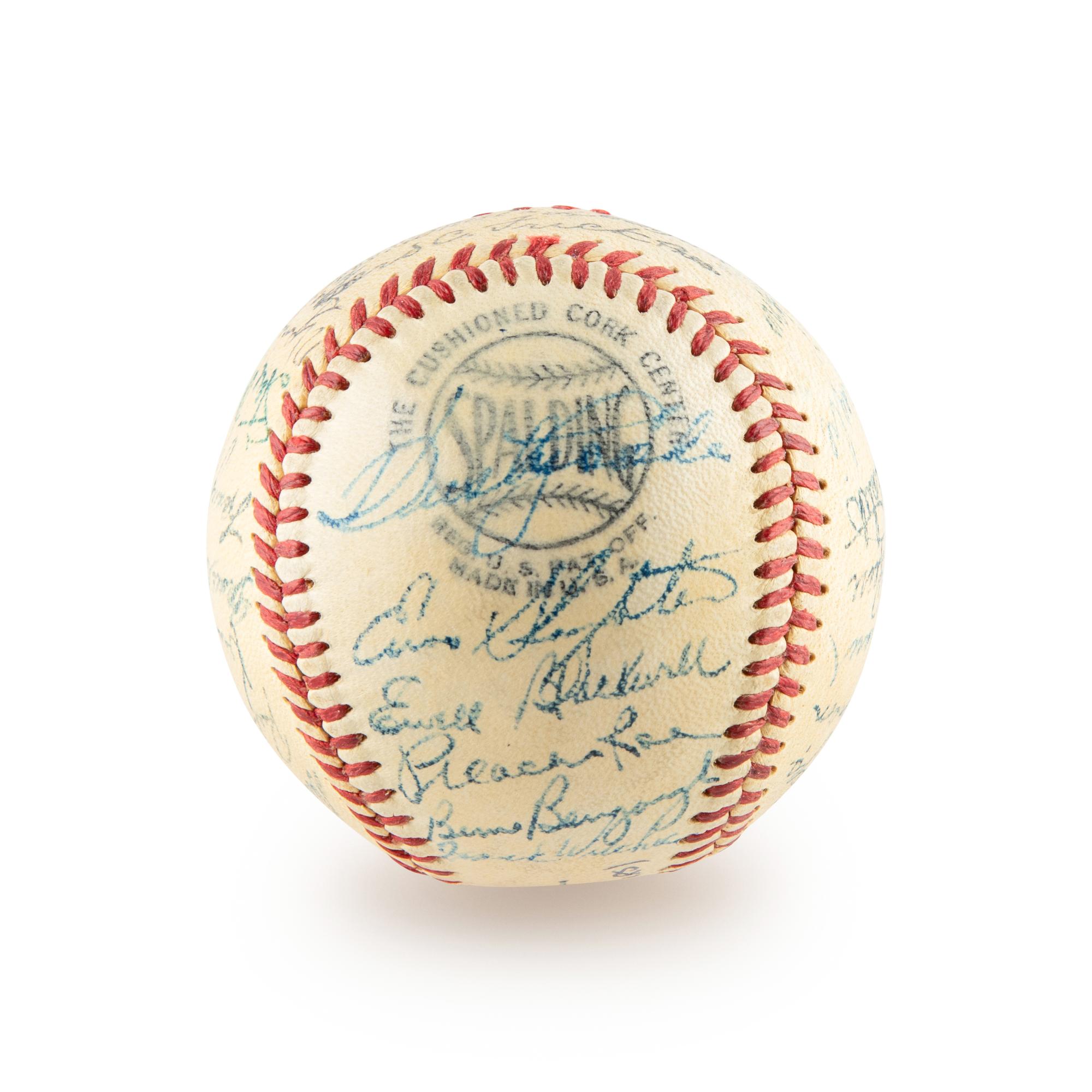 A 1954 Brooklyn Dodgers Team Signed Autograph Baseball Including Jackie Robinson and Roy Campanella (Beckett Authentication Services)