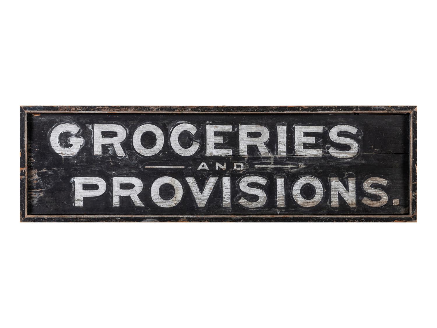 A Painted Wood 'Groceries and Provisions' Advertising Sign