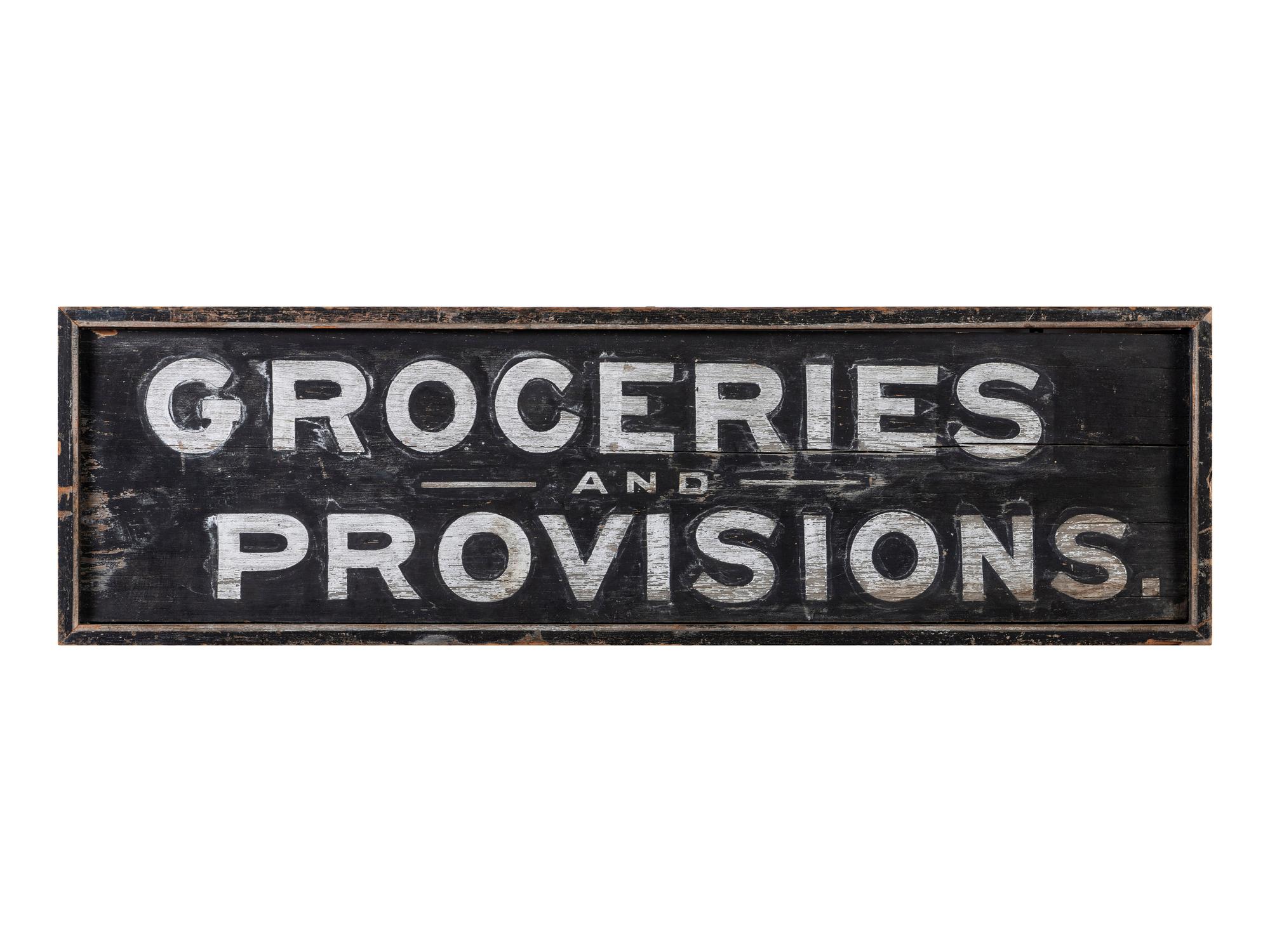 A Painted Wood 'Groceries and Provisions' Advertising Sign