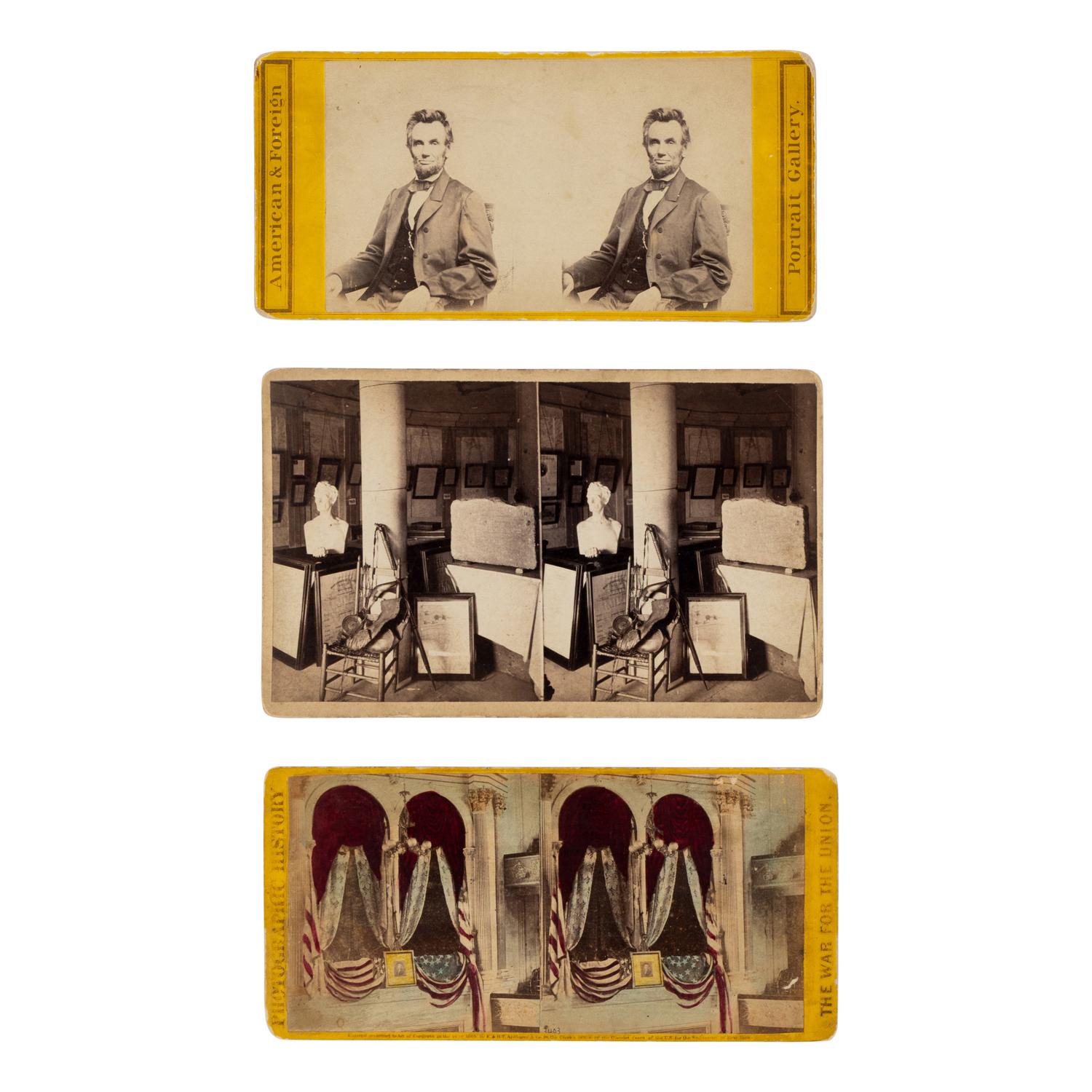 [LINCOLN, Abraham (1809-1865)]. A group of 3 stereographs, comprising: