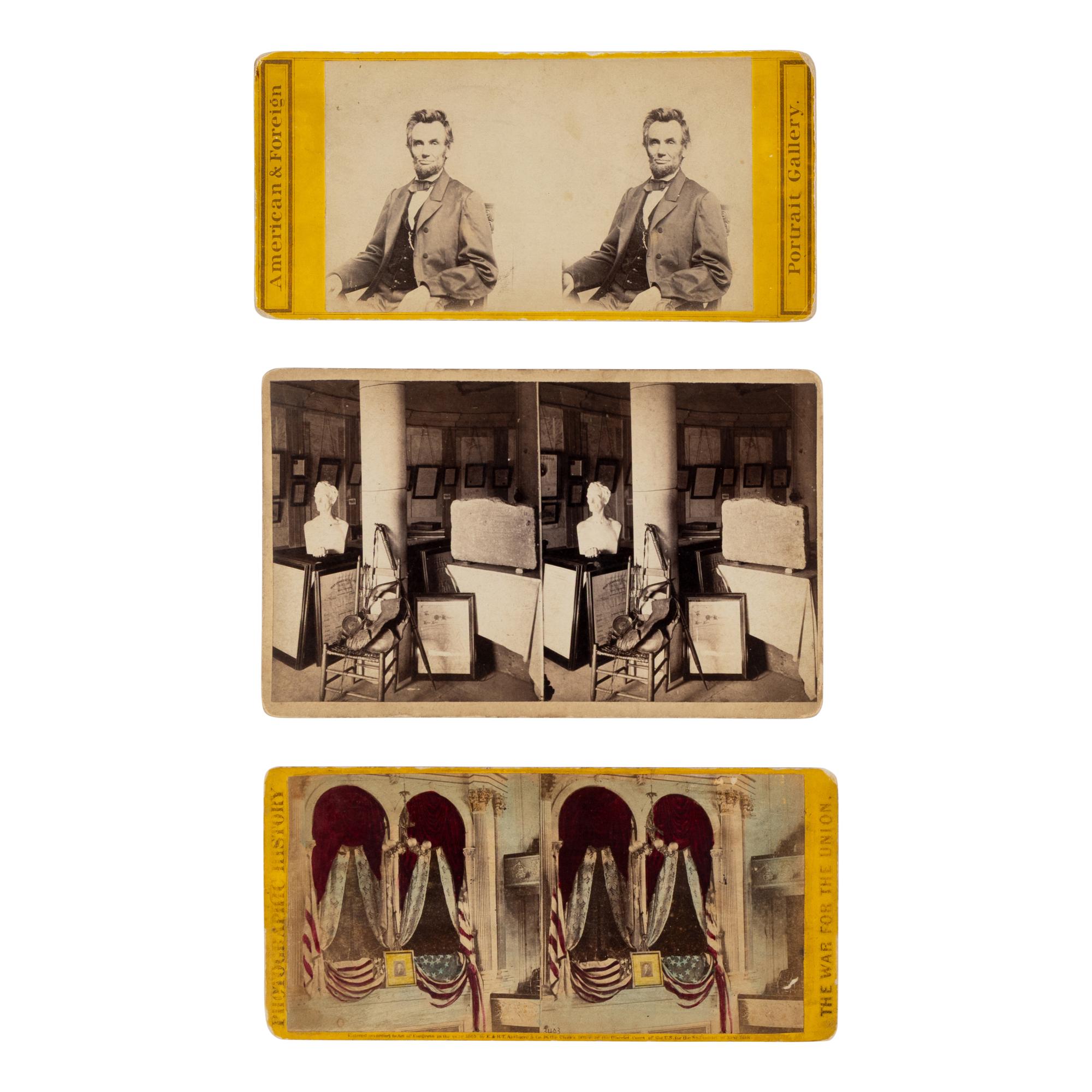 [LINCOLN, Abraham (1809-1865)]. A group of 3 stereographs, comprising: