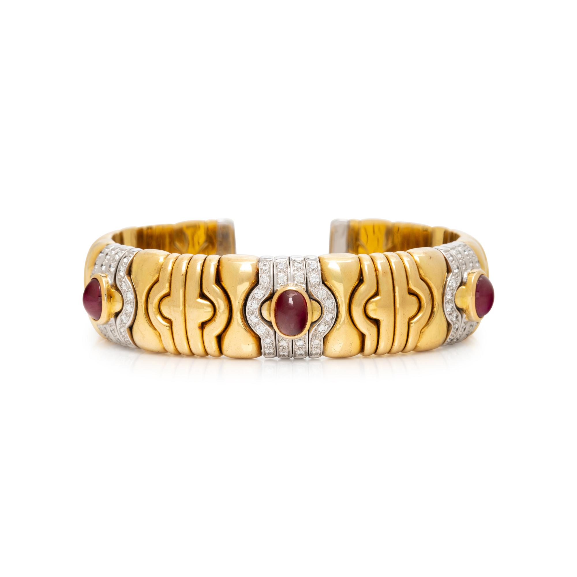 RUBY AND DIAMOND CUFF BRACELET
