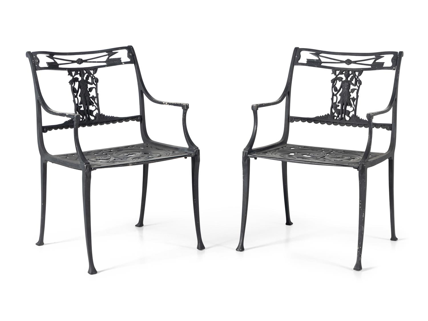 A Pair of Molla Cast Aluminum Diana the Huntress Garden Chairs