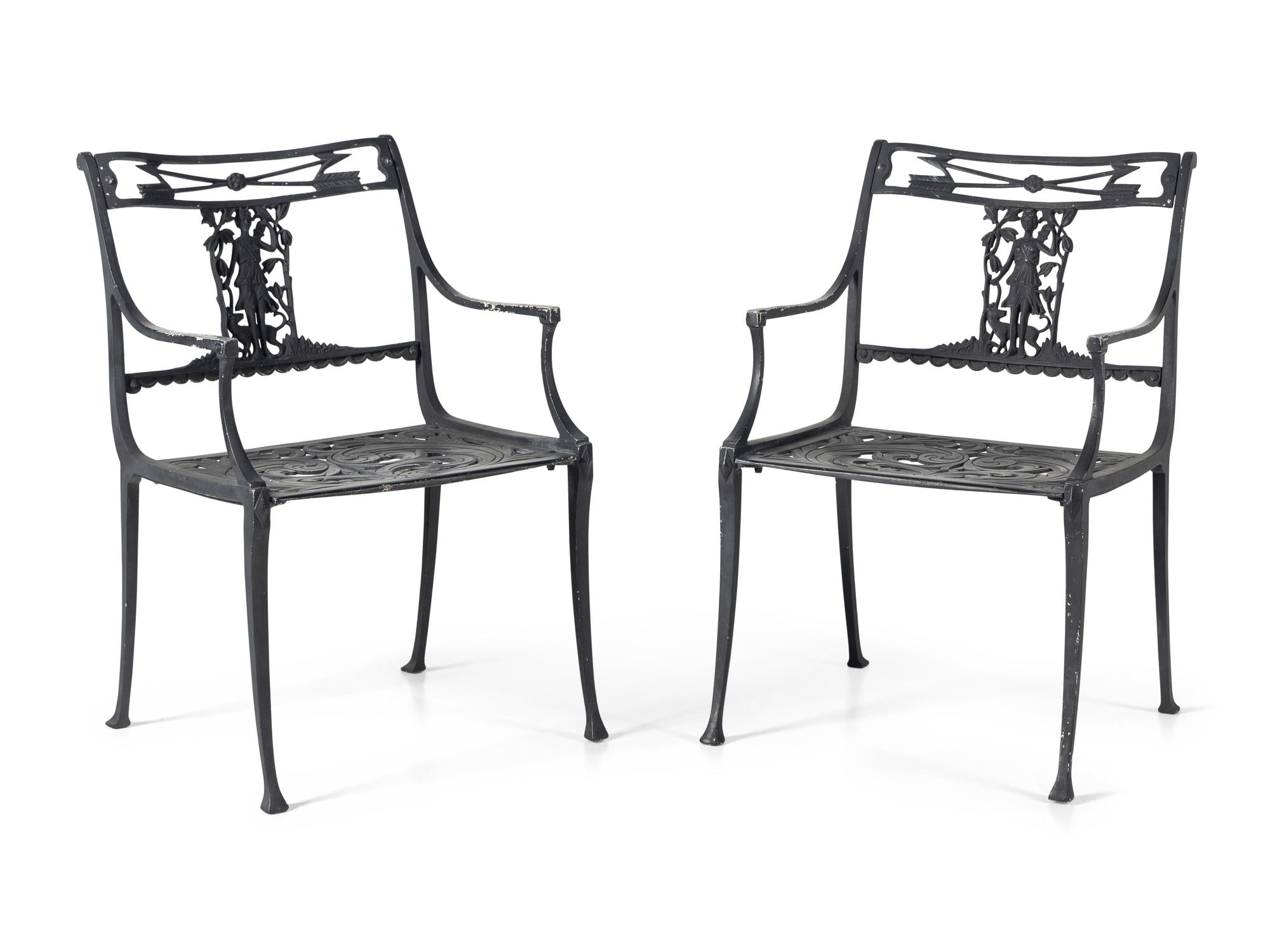 A Pair of Molla Cast Aluminum Diana the Huntress Garden Chairs