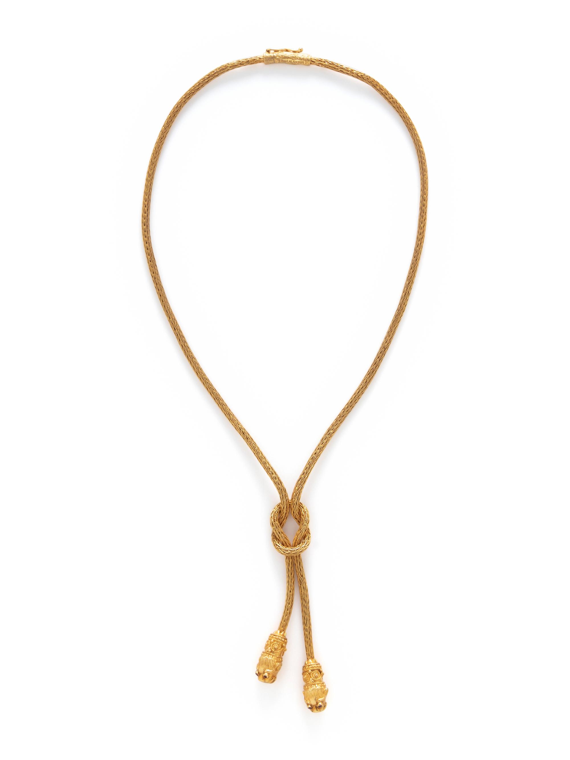 ILLIAS LALAOUNIS, YELLOW GOLD LARIAT NECKLACE