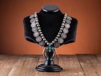 Navajo Silver and Turquoise Squash Blossom Necklace