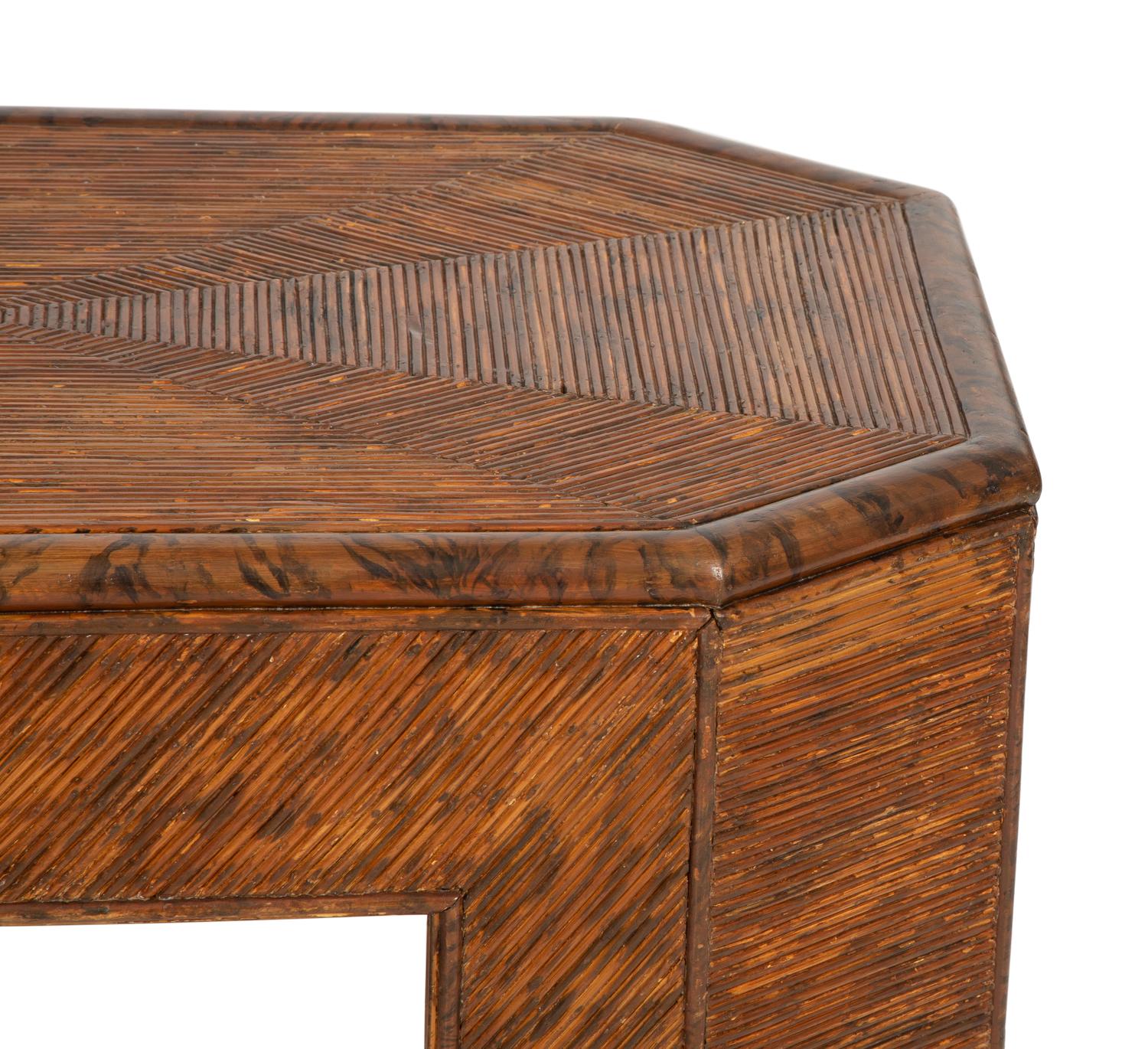 A Grain-Painted Rattan Low Table