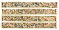 Four Italian Embroidered Panels Each 68 x 11 3/8 inches. — CIRCA 1700