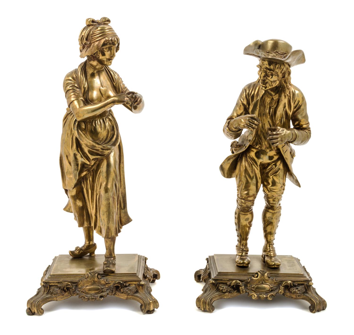 Two French Gilt Bronze Figures Height of tallest 16 3/4 inches.