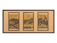A Set of Three Indian Illustrated Manuscript Leaves