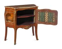 A Louis XV Style Gilt Bronze Mounted Kingwood and Vernis Martin Marble-Top Commode