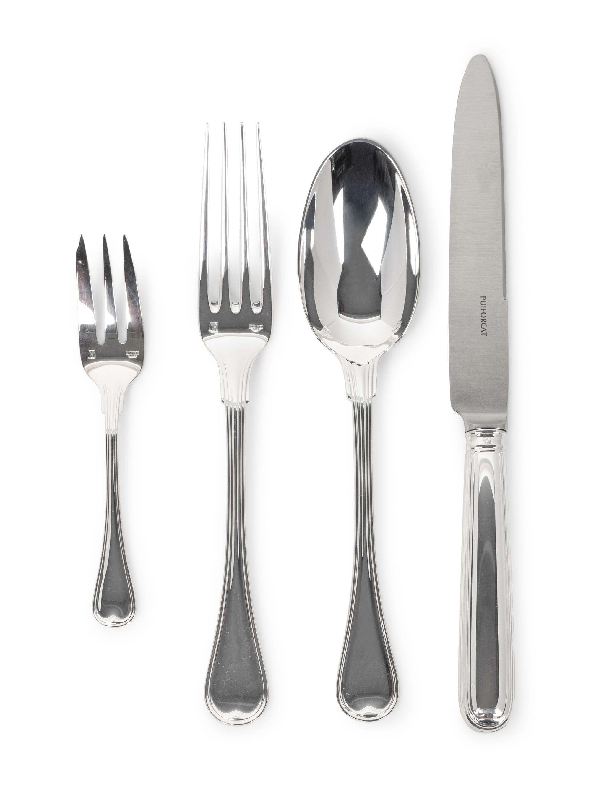 A Puiforcat Silverplate Part Flatware Service in the Consulat Pattern