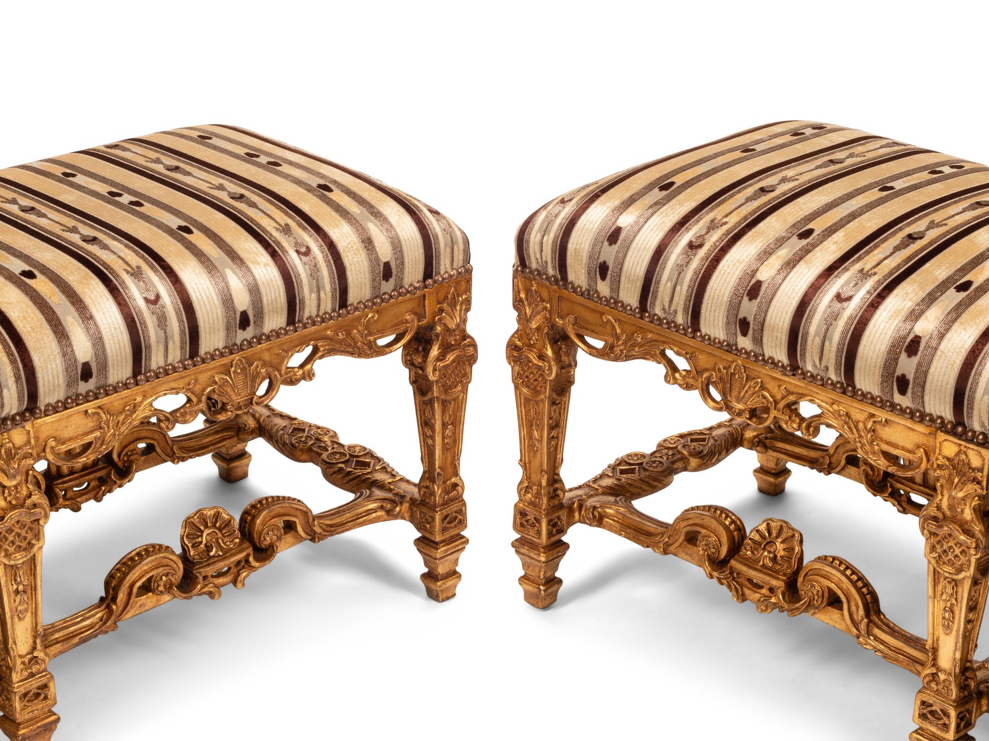 A Pair of Louis XIV Style Giltwood Benches