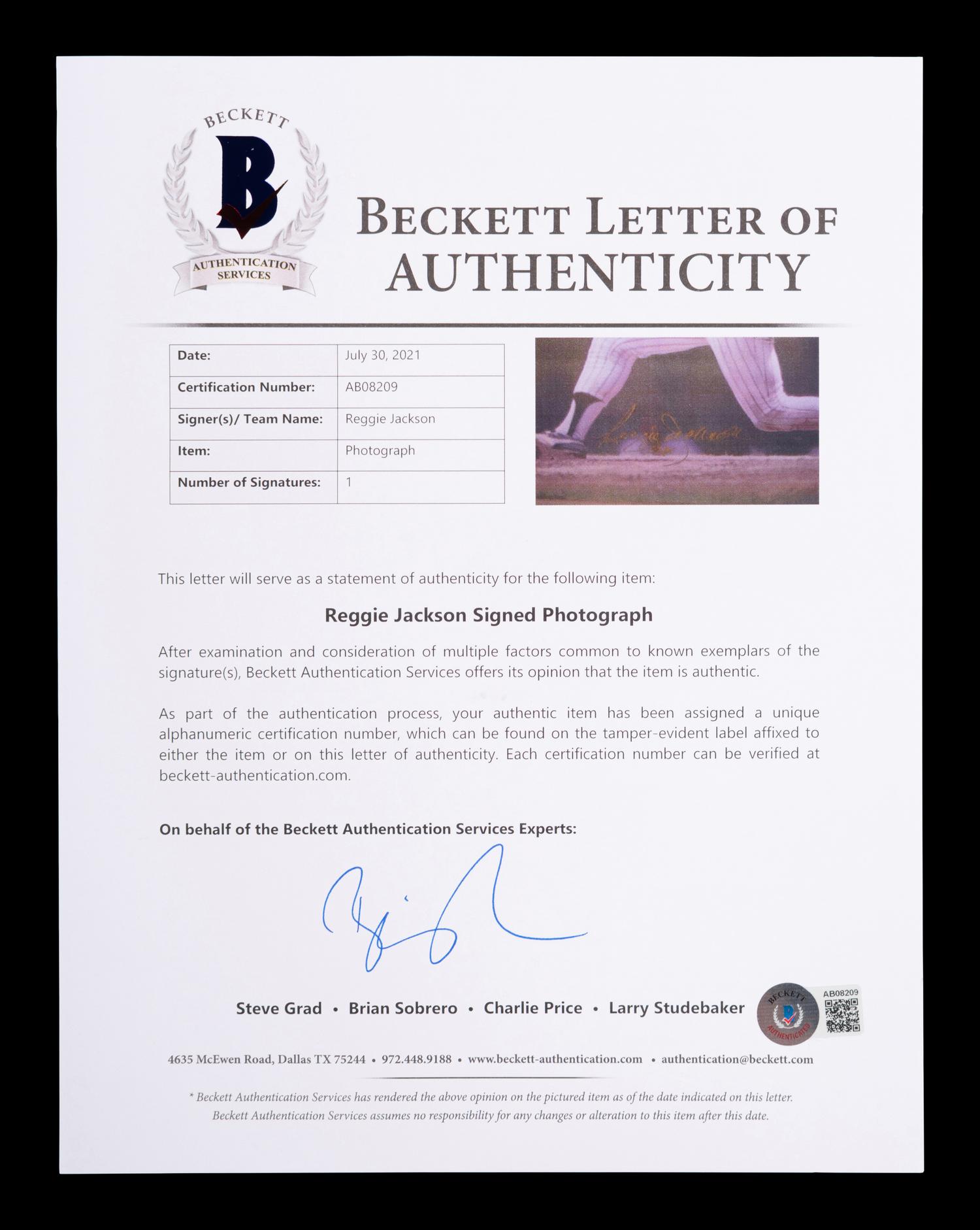A Group of Two Reggie Jackson Signed Autograph Photos (BAS Beckett Authentication Services Certified),