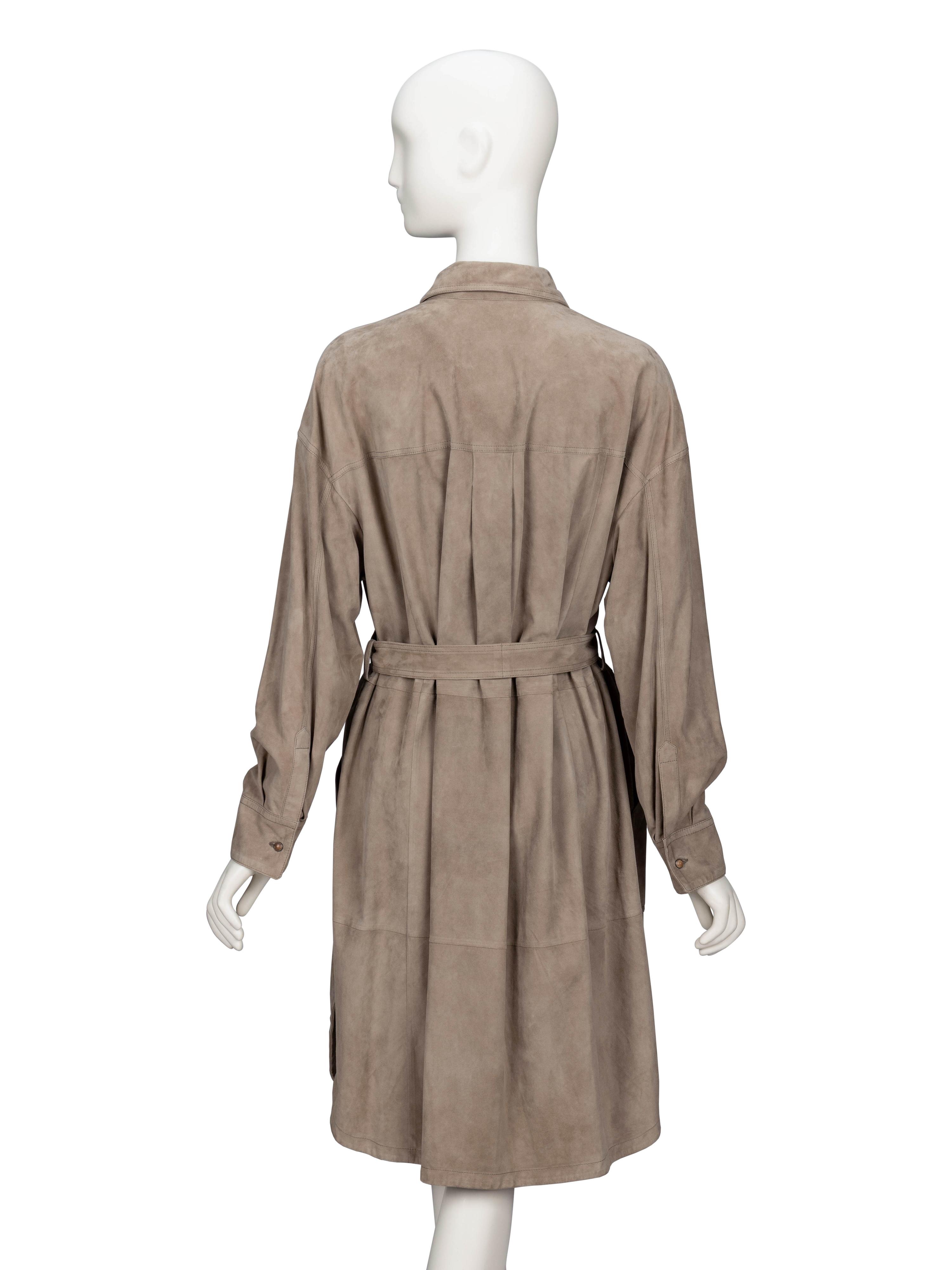 Brunello Cucinelli, Grey Suede Shirtdress