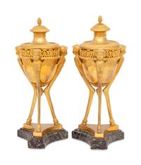 A Pair of French Gilt Bronze Brûle-Parfums