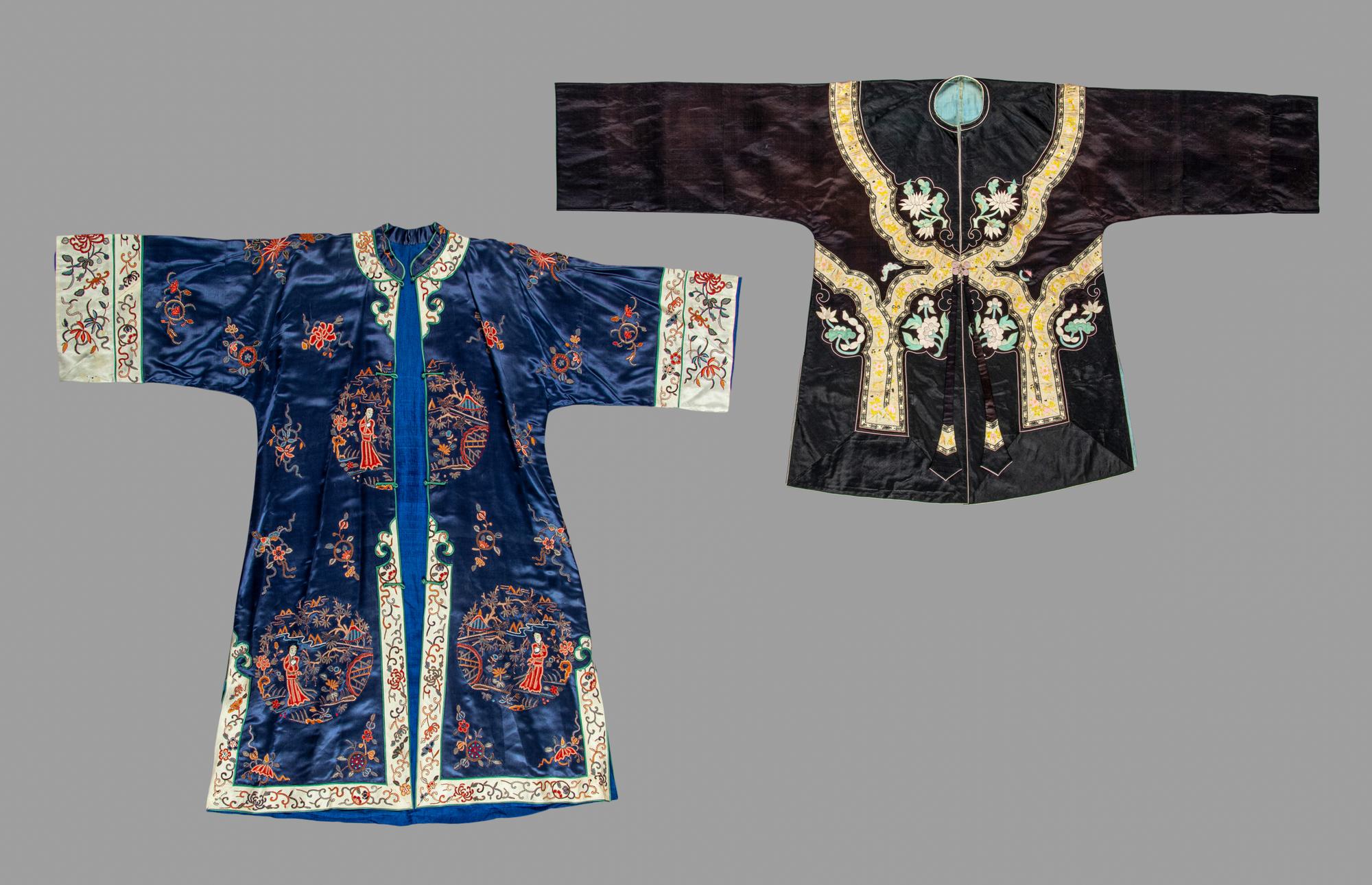 Two Chinese Embroidered Silk Lady's Robes