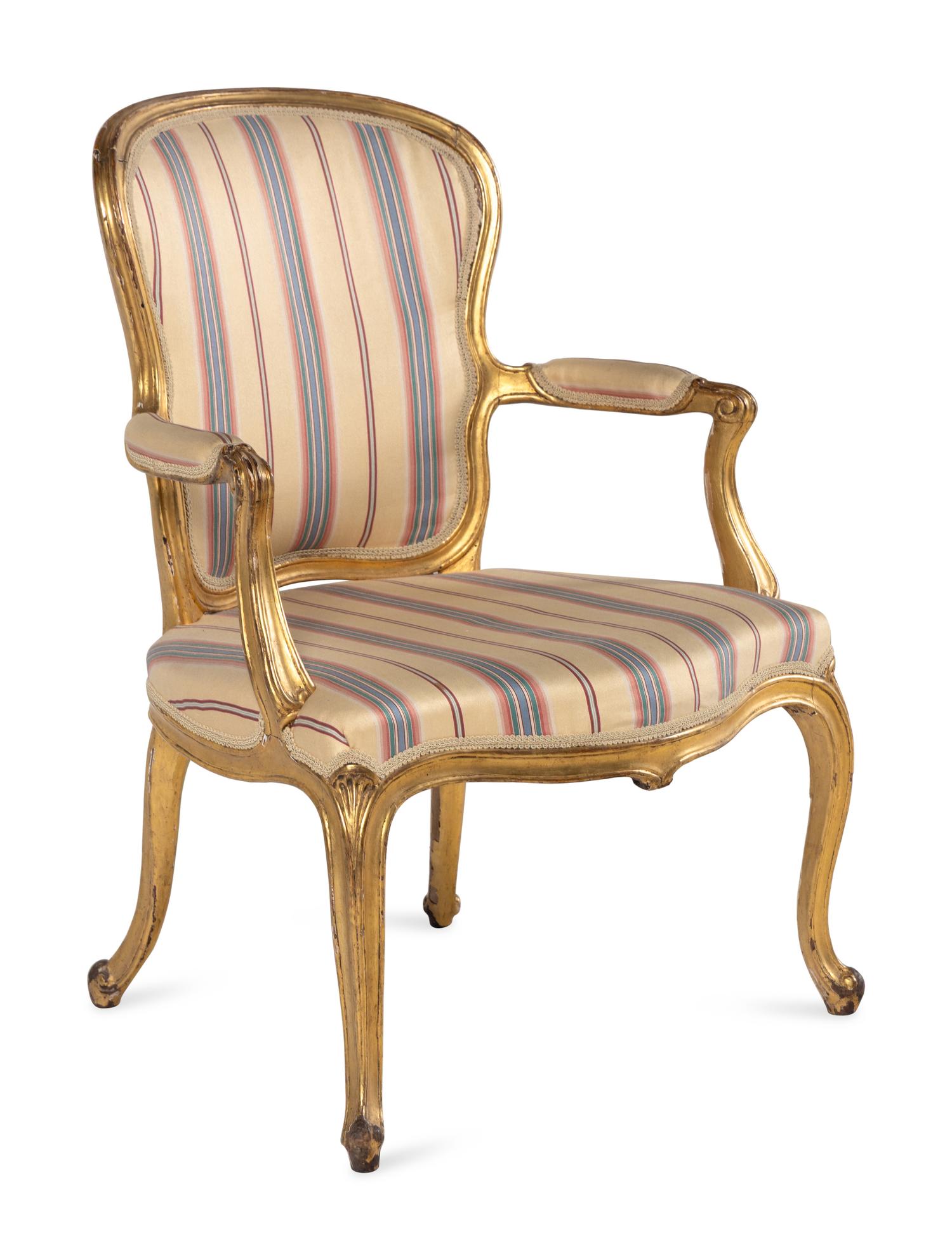 A George III Giltwood Fauteuil
