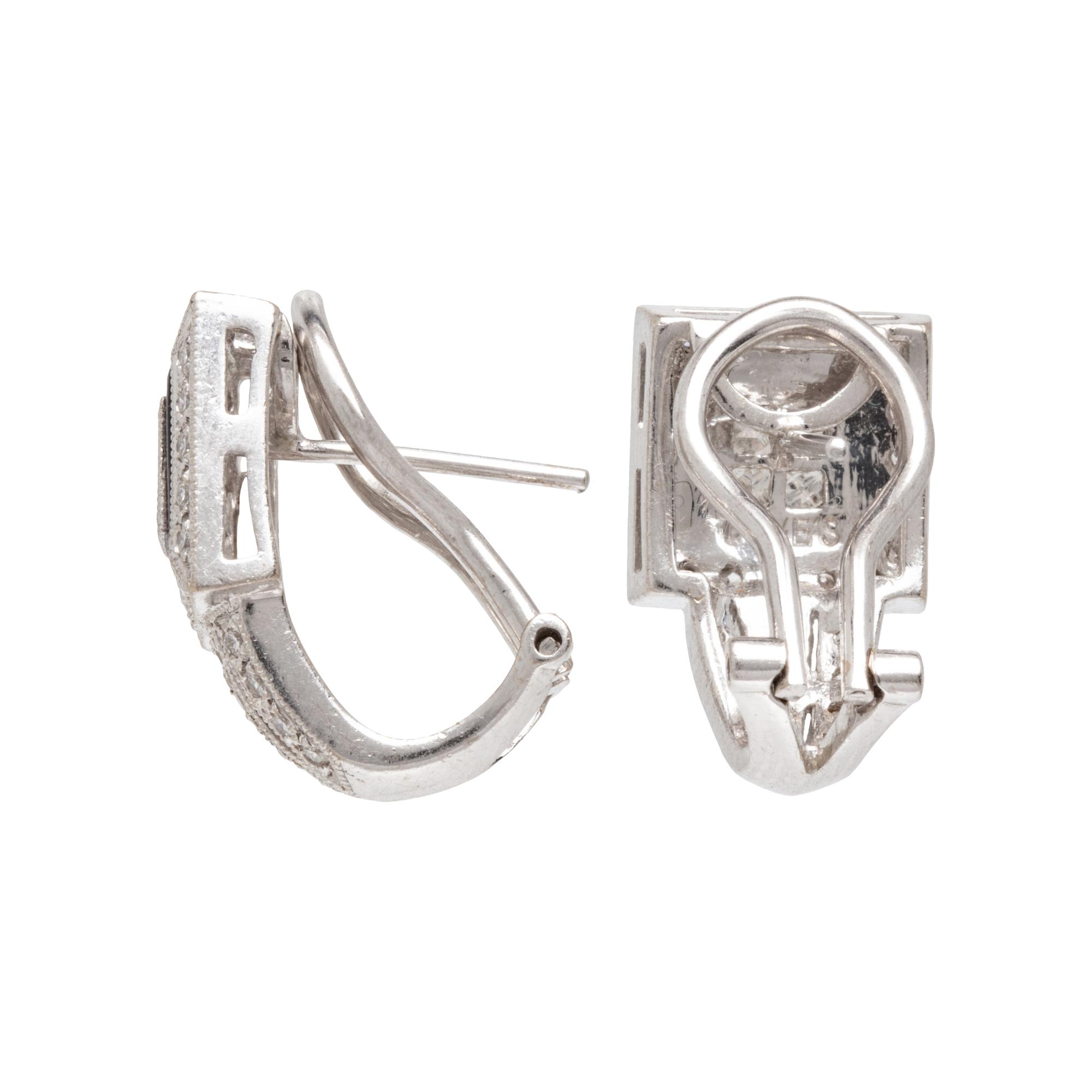 DIAMOND, ENAMEL, AND WHITE GOLD EARRINGS