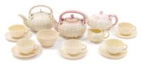 An Assembled Belleek Tridacna Tea Service Width of widest 8 3/4 inches. — FIRST BLACK MARK THROUGH SIXTH GREEN MARK (1863-1980)