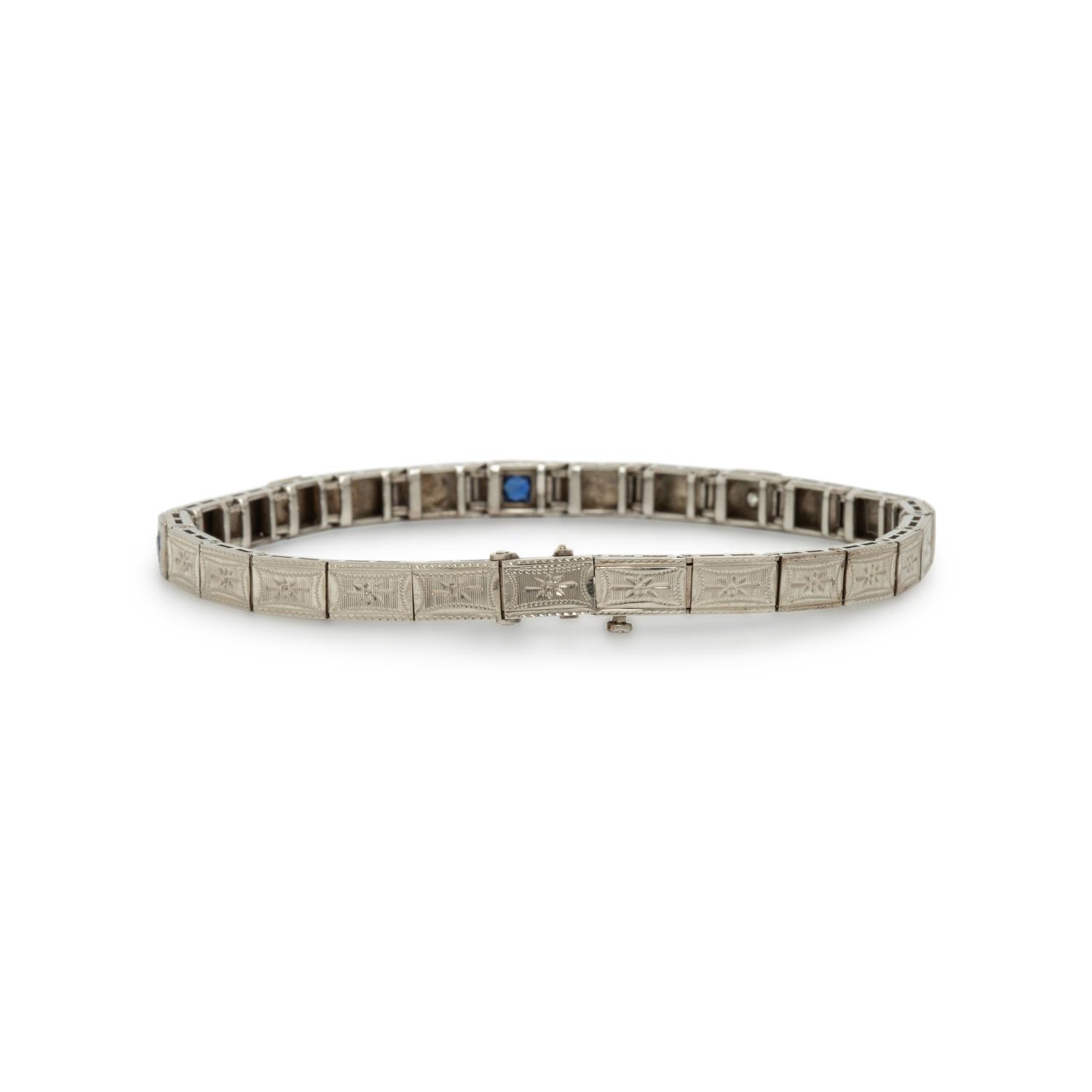 Multigem and White Gold Bracelet and Stick Pin