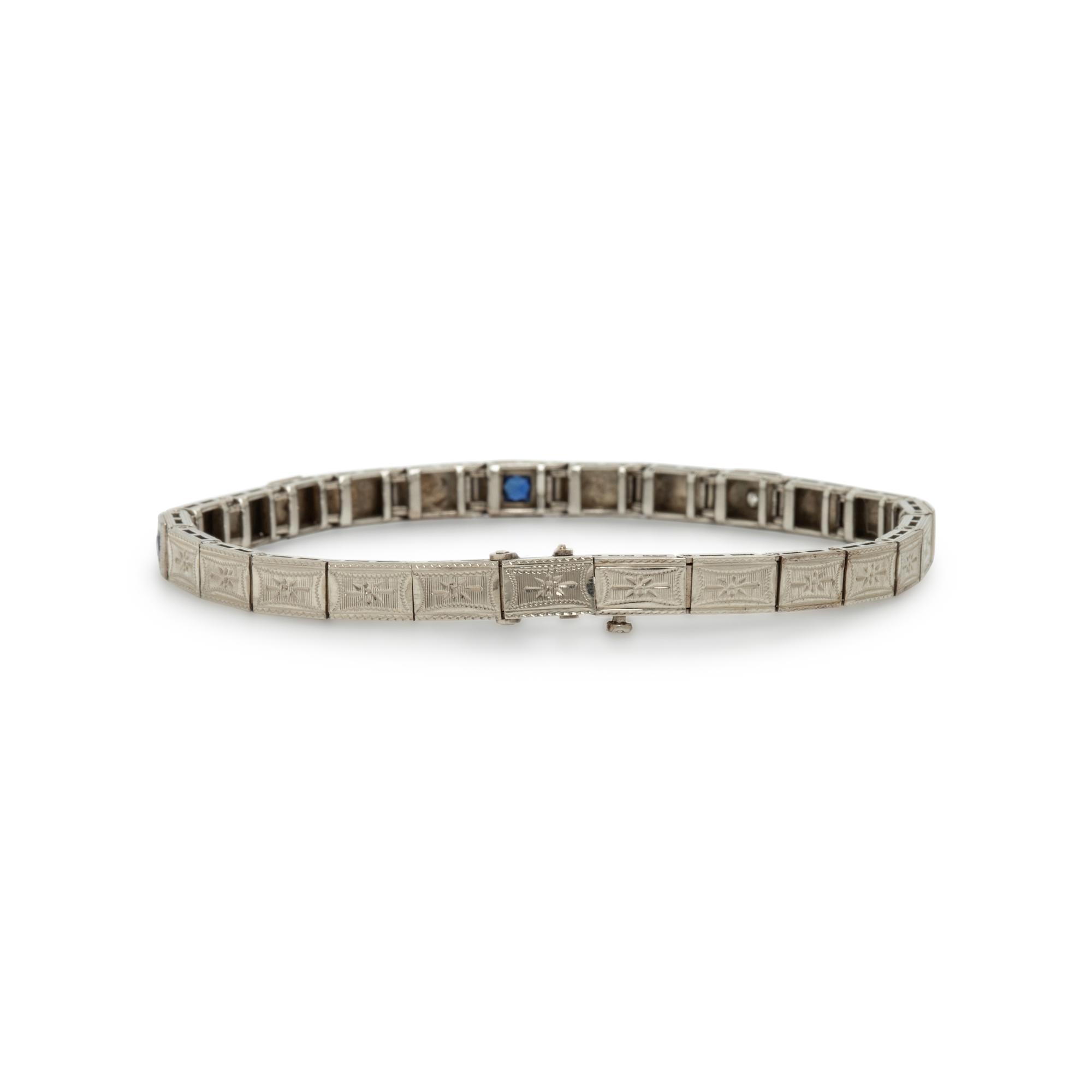 Multigem and White Gold Bracelet and Stick Pin
