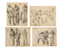 Four Works: Soldier Studies (Three Double-Sided Works) (4)