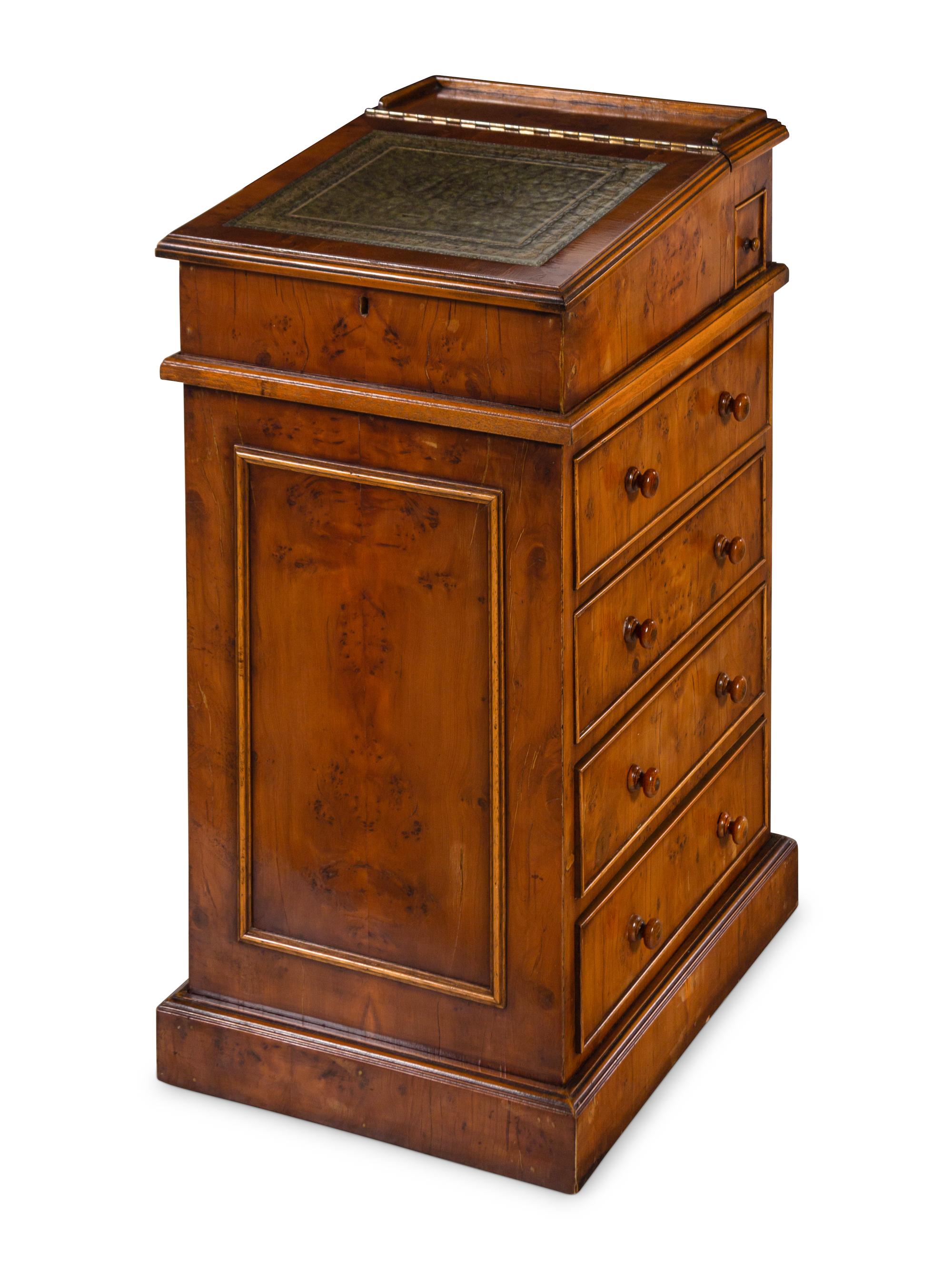 An English Yew Wood Davenport Desk