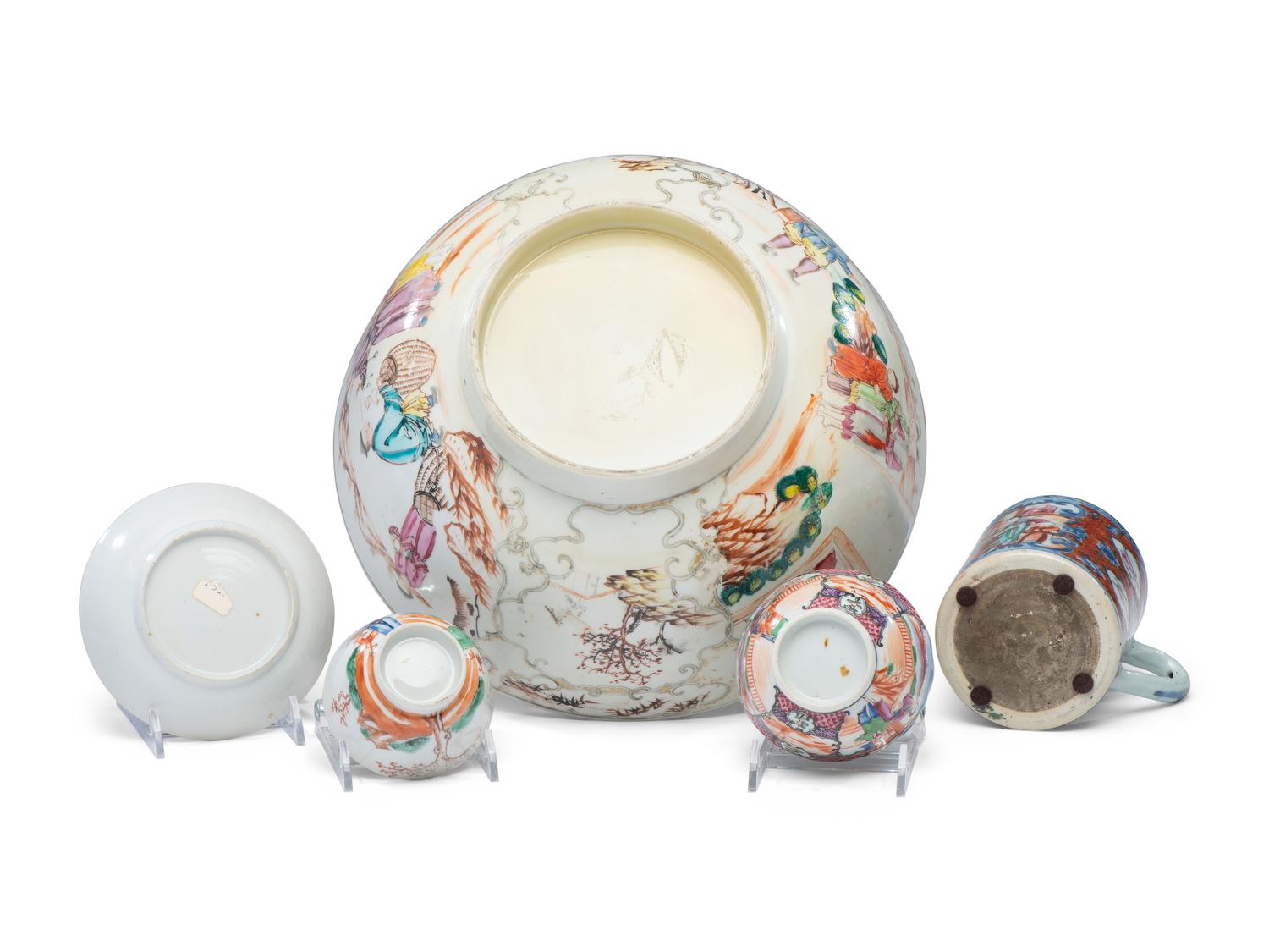 Nine Chinese Export Porcelain Table Articles